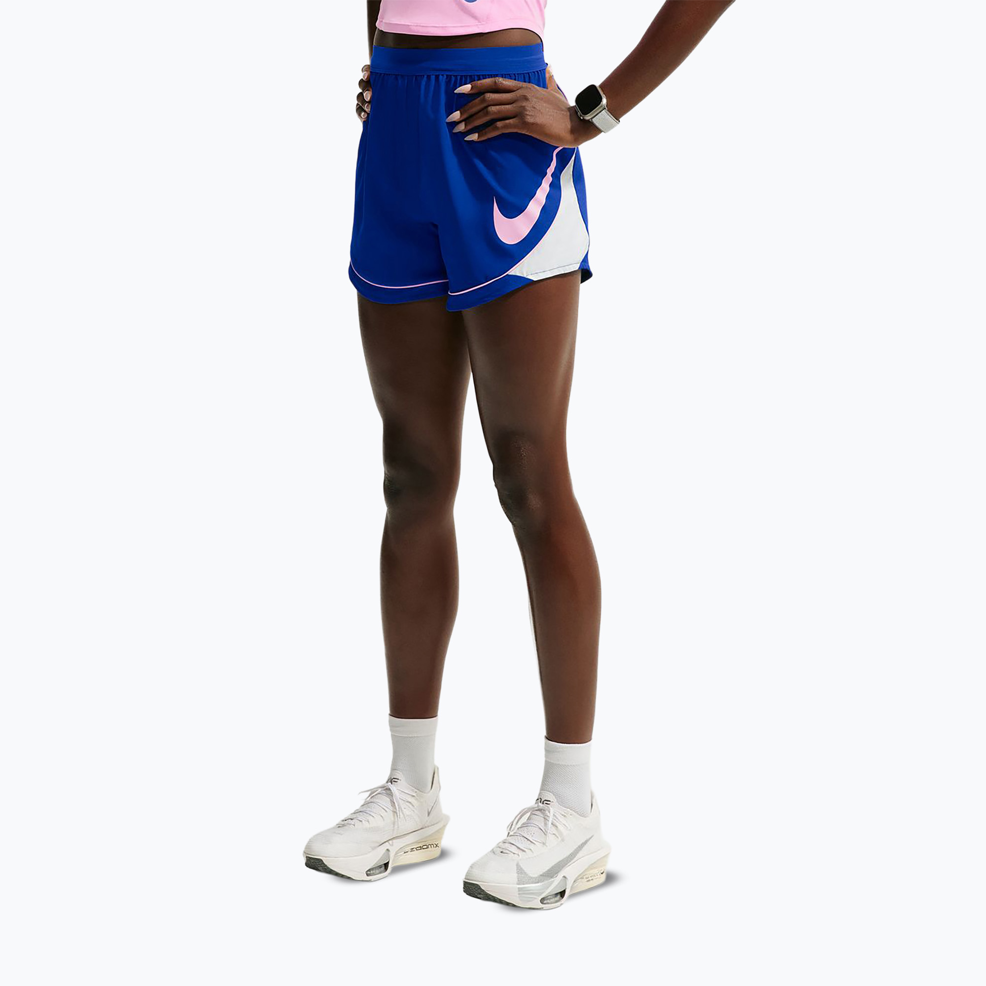Spodenki do biegania damskie Nike Tempo Dri-Fit Unlined old royal/football grey/pink rise 