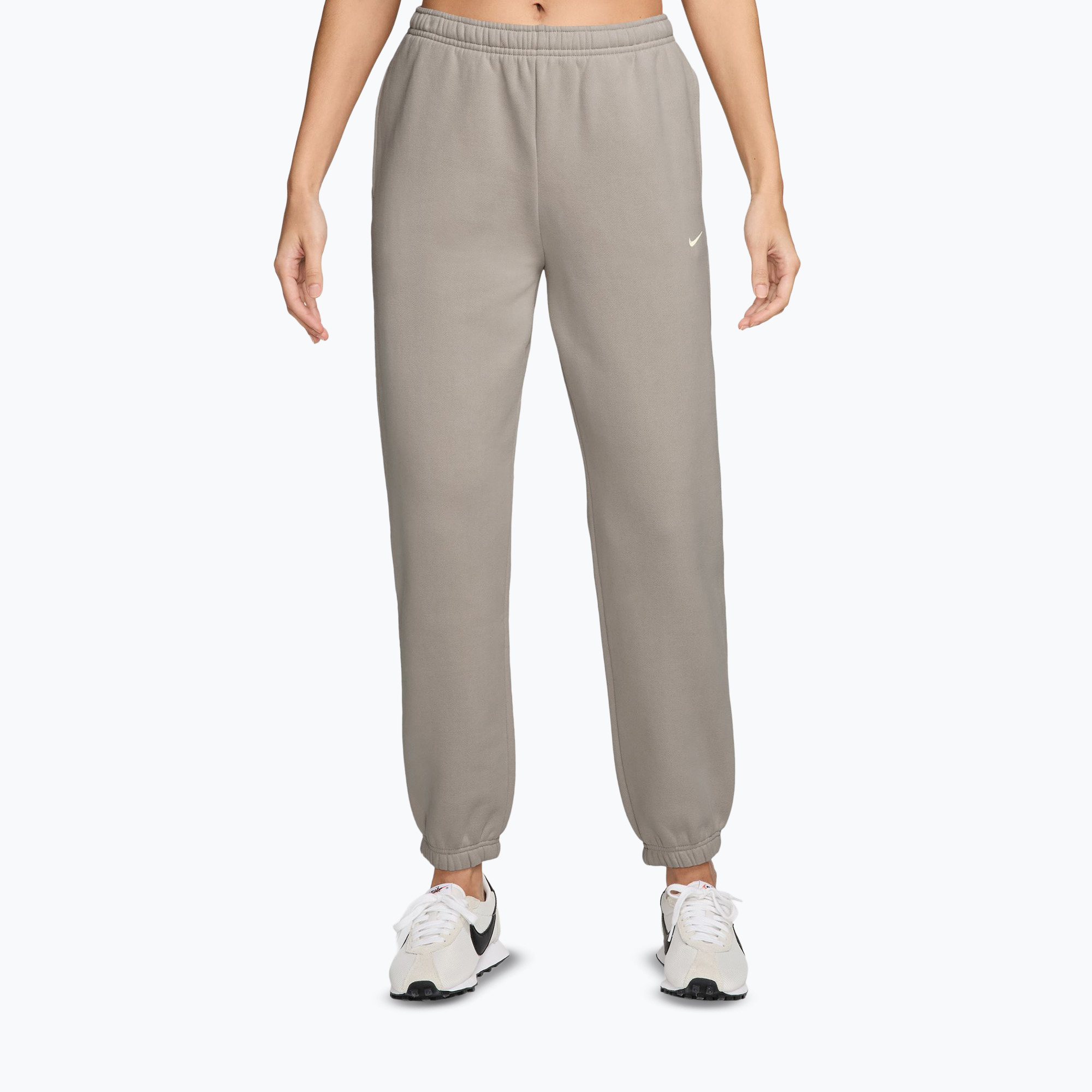 Pantaloni pentru femei Nike Studio Fleece cream li/sail