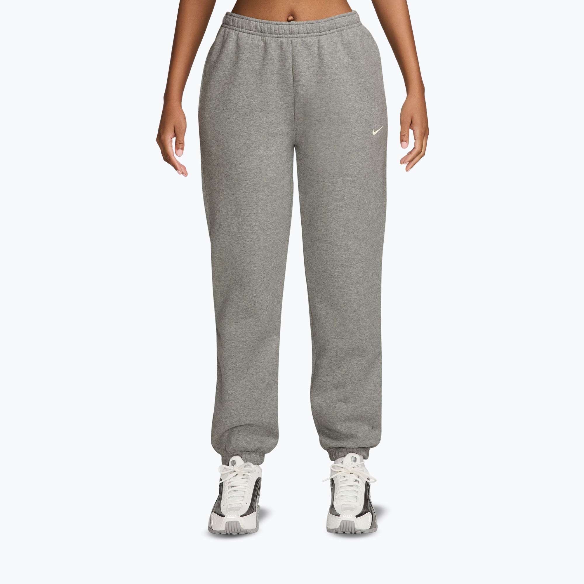 Spodnie damskie Nike Studio Fleece dark grey heather/sail