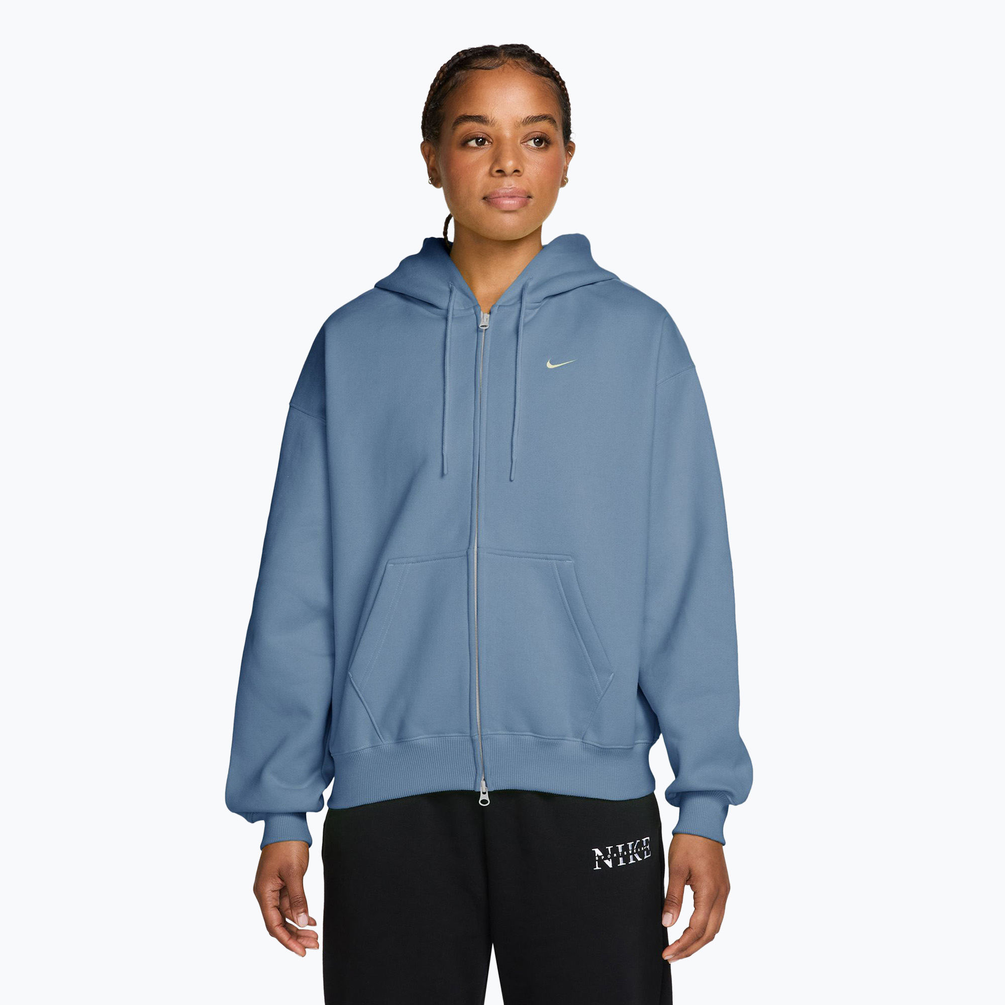 Bluza damska Nike Studio Fleece Medium Weight Oversized Full Zip work blue/sail