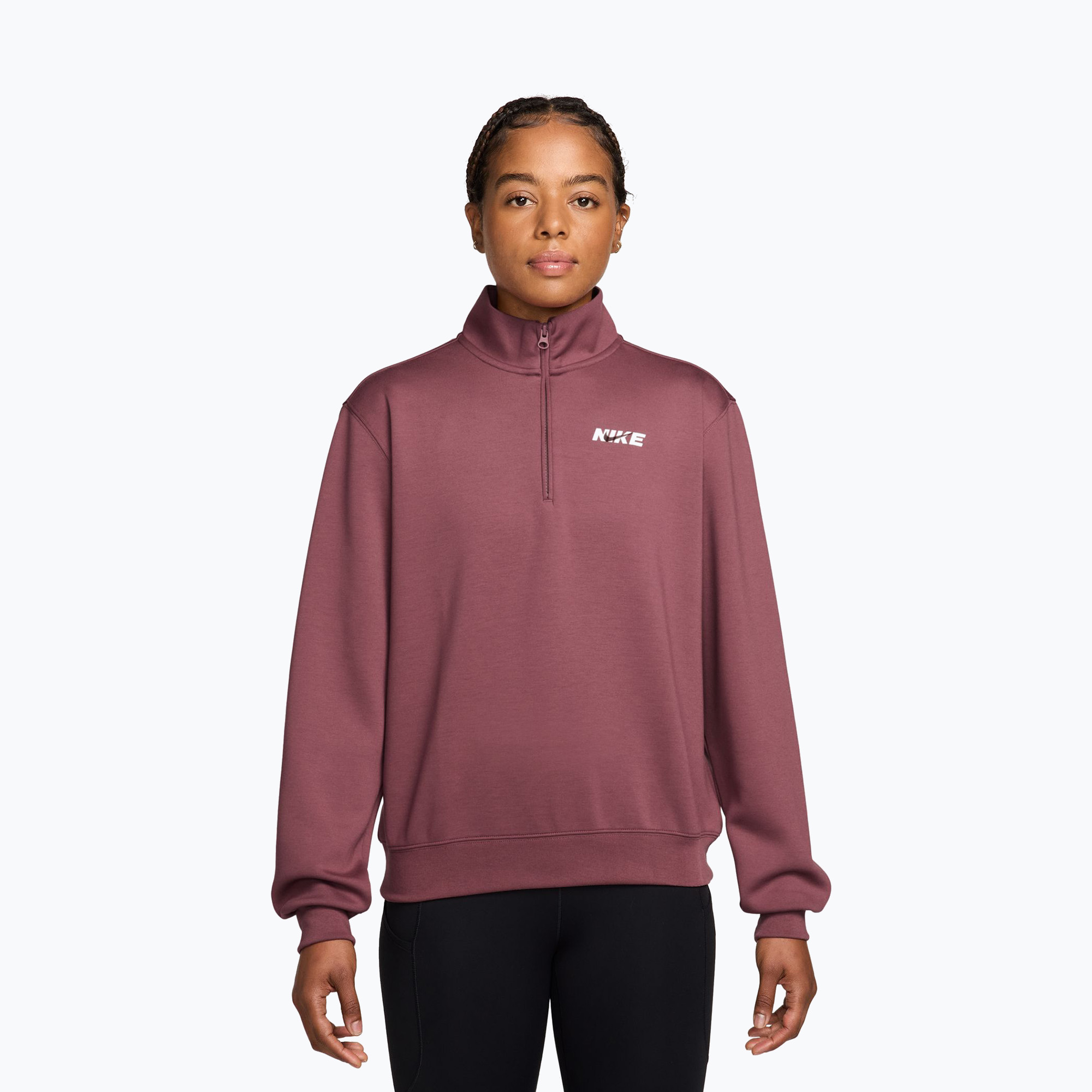Bluza treningowa damska Nike Studio Fleece Sport pink smoke/mystic dates/white