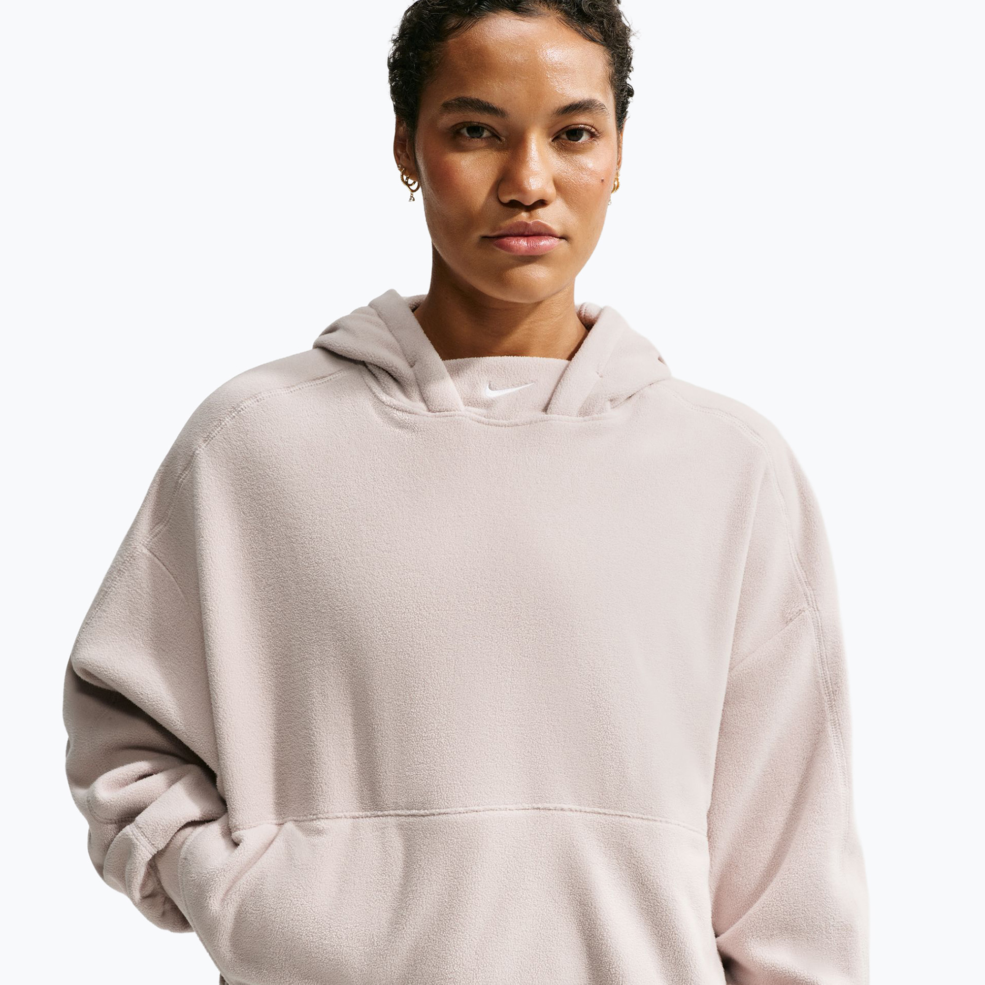Дамски суитшърт за тренировка Nike One Therma-FIT Oversized cream Ii/white