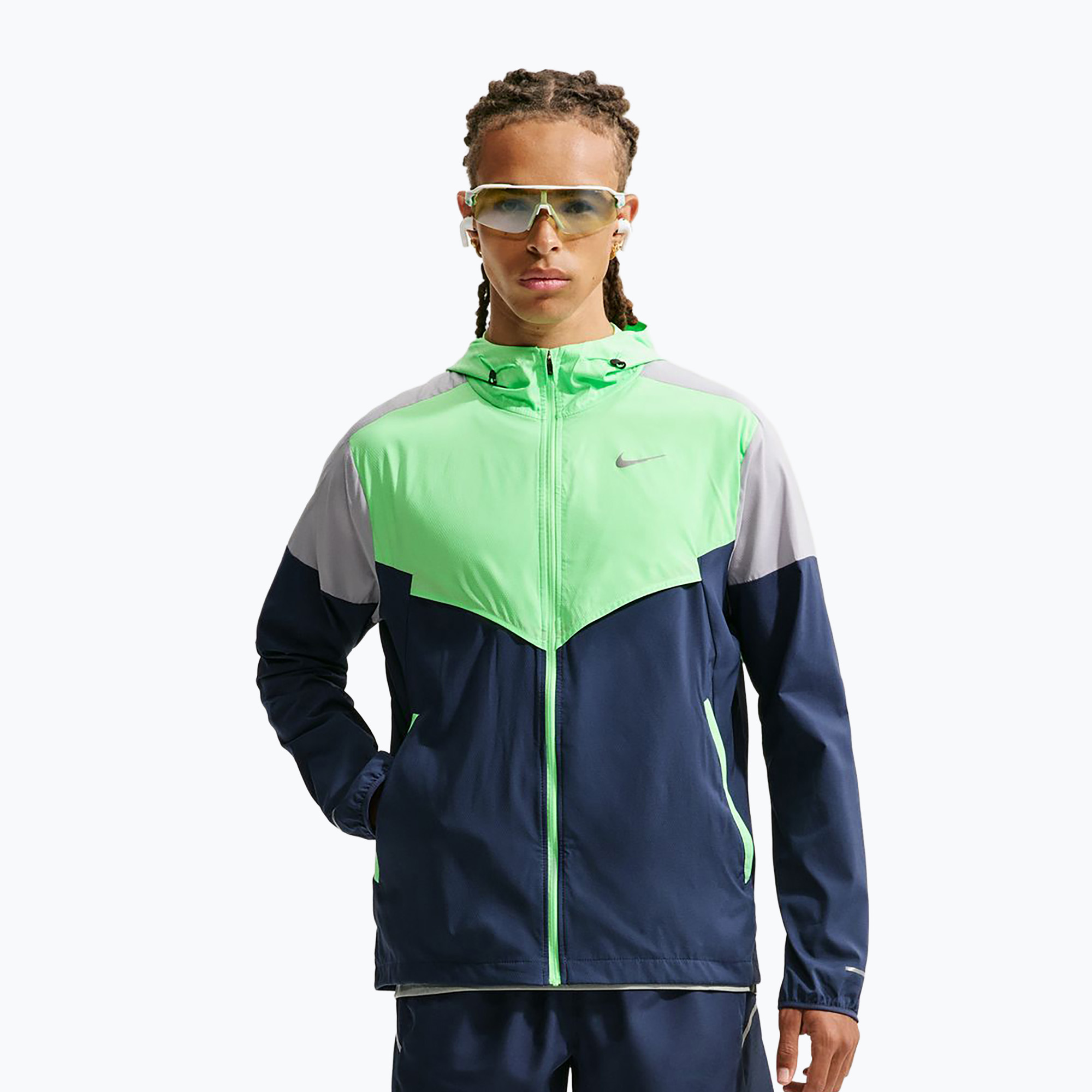 Kurtka do biegania męska Nike Impossibly Light Windrunner midnight navy/illusion green/wolf grey