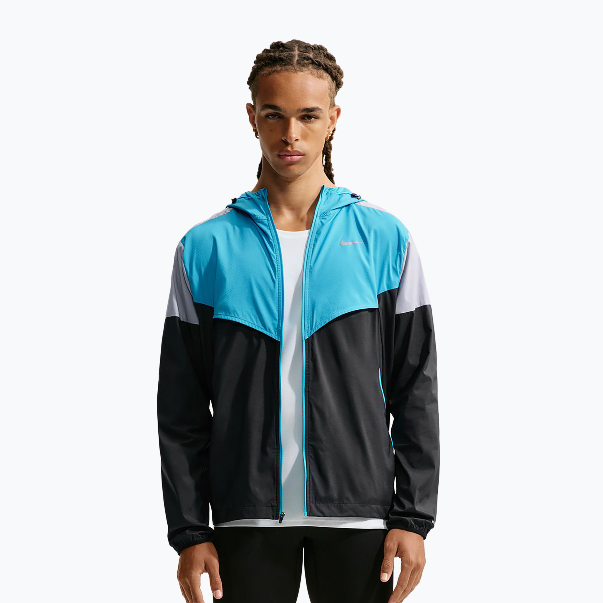 Kurtka do biegania męska Nike Impossibly Light Windrunner black/light current blue/wolf grey 