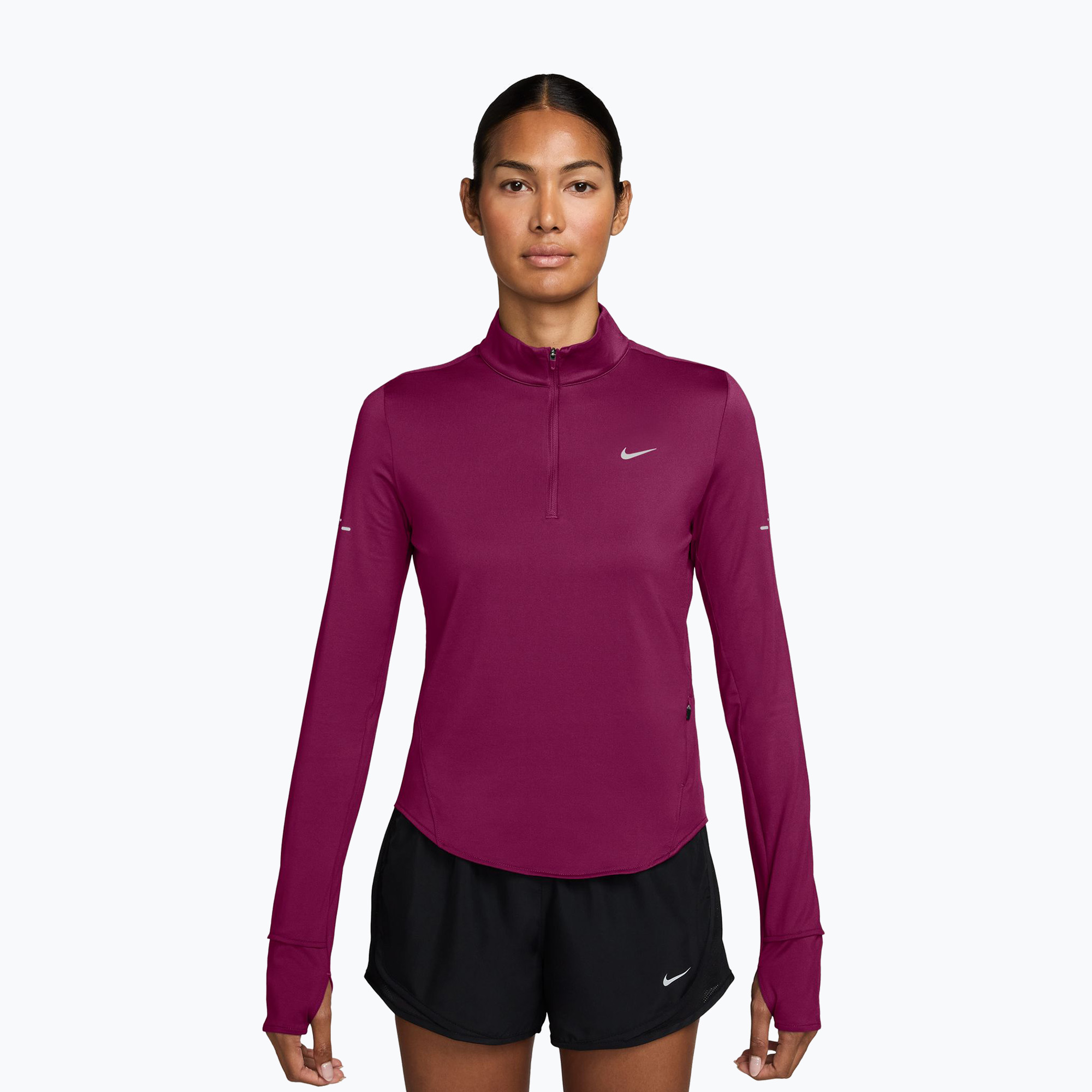 Дамски суитшърт за бягане Nike Swift Dri-FIT UV 1/4-Zip true berry