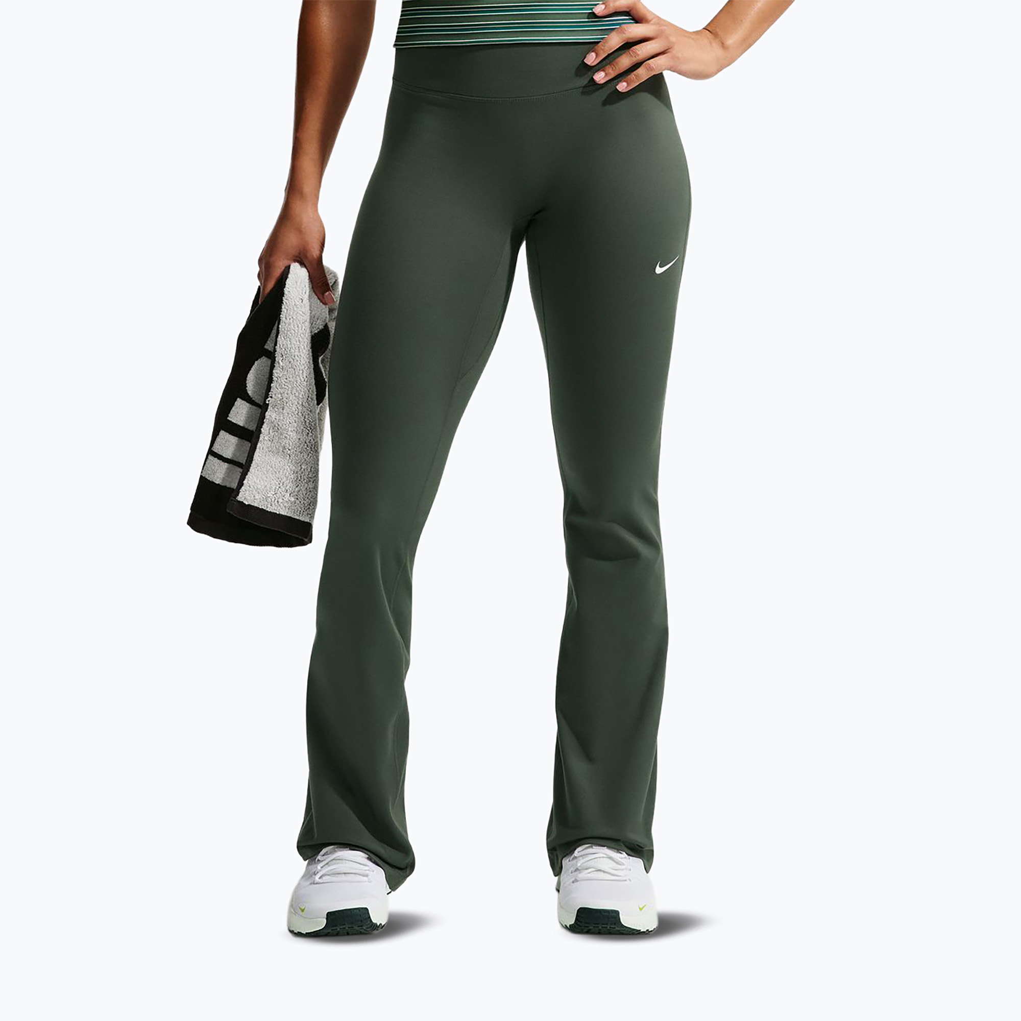 Дамски клин Nike One High Waisted Flared camo green/white