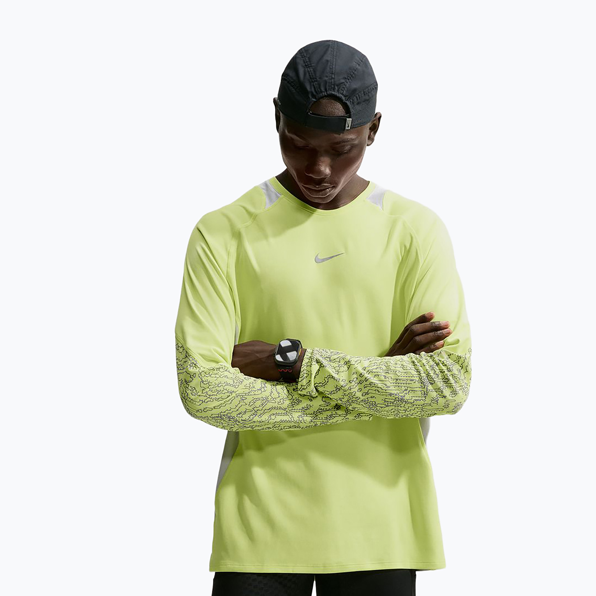Мъжка блуза за бягане с дълъг ръкав Nike Stride light lemon twist/grey fog