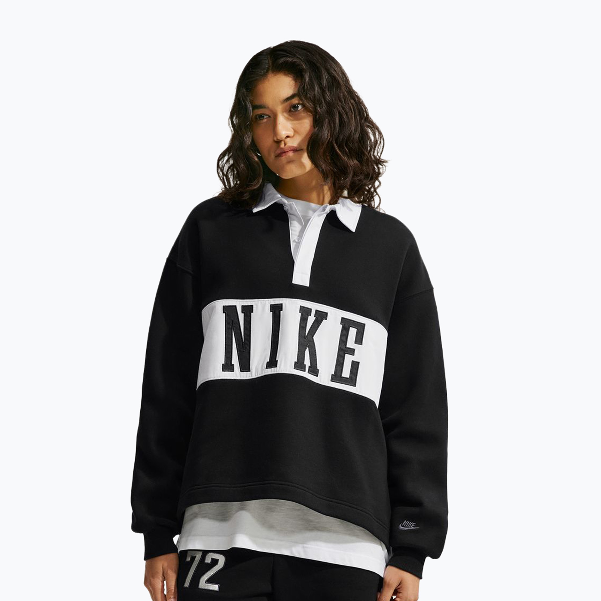 Дамски суитшърт Nike Studio Fleece Medium Weight total black/sail/sail