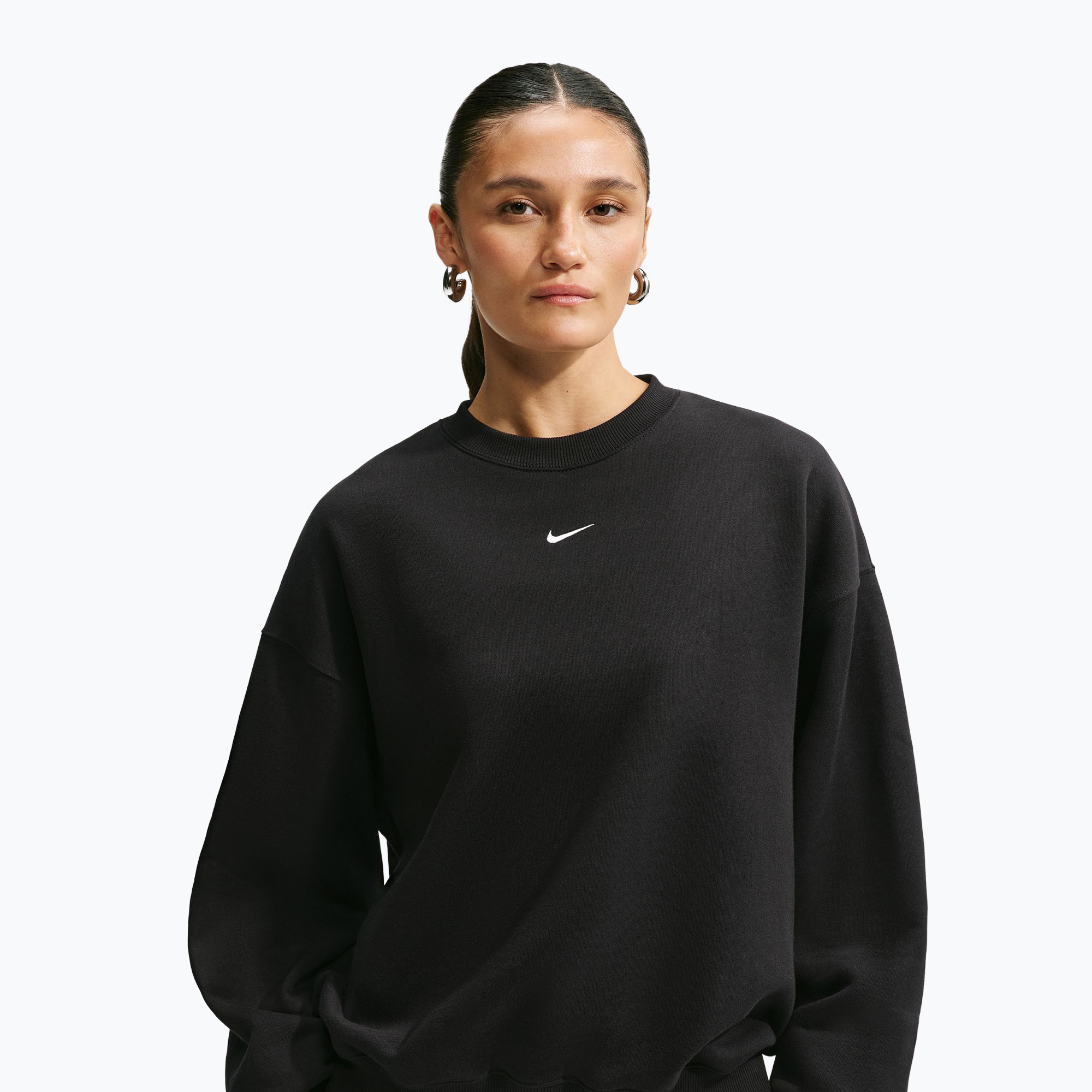 Дамски суитшърт Nike Studio Fleece Medium Weight total black/sail