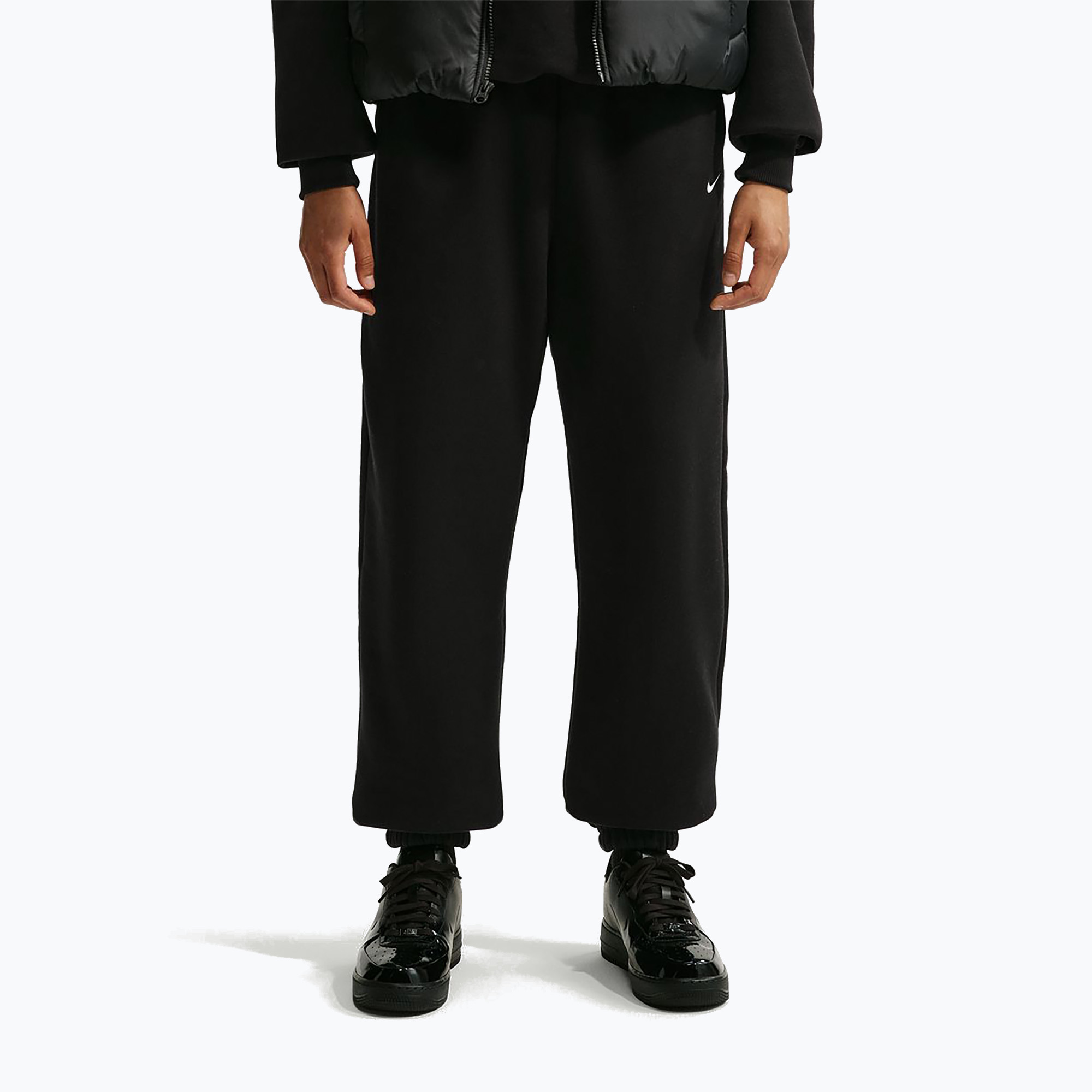 Дамски панталони Nike Studio Fleece Medium Weight total black/sail