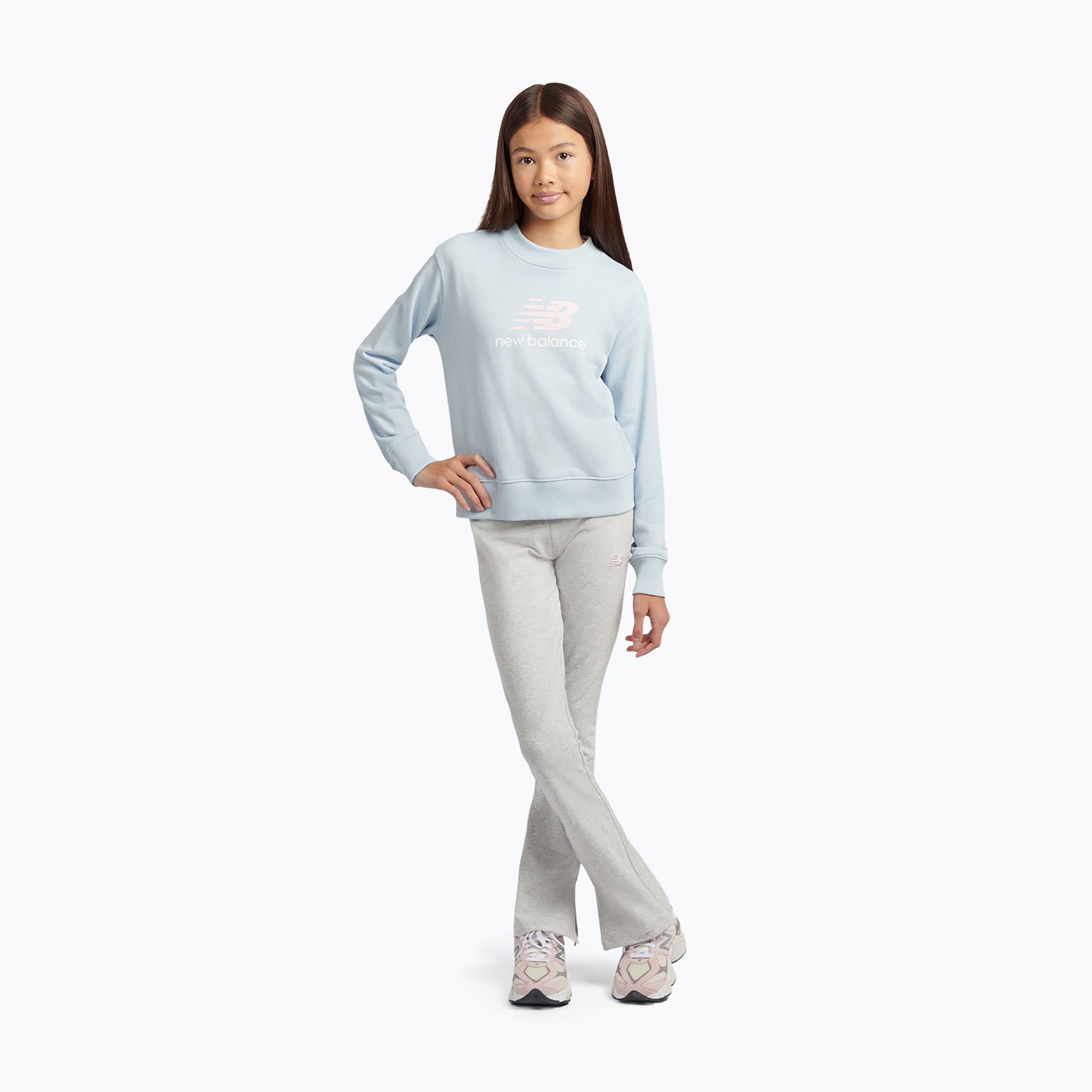 Детски суитшърт New Balance FT Stacked Logo Crew oxford blue