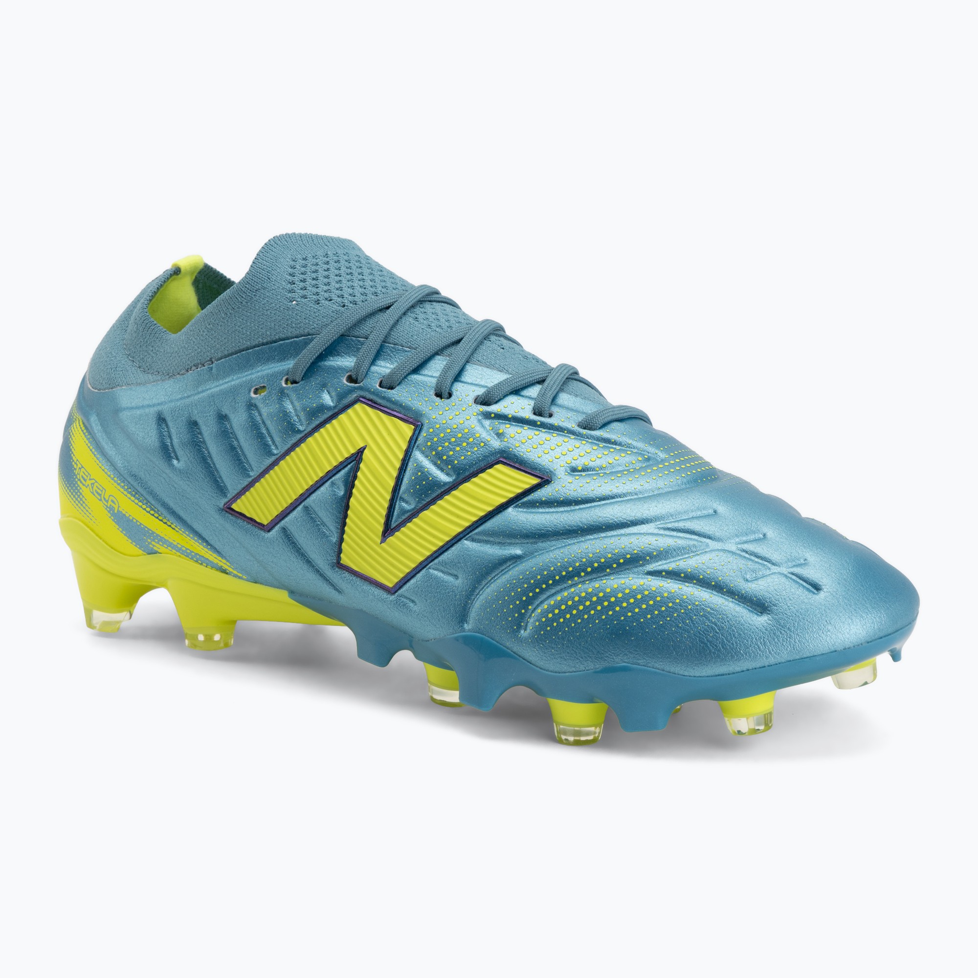 Футболни обувки New Balance Tekela Pro Low V5 FG metallic blue/alkaline green/Team Navy