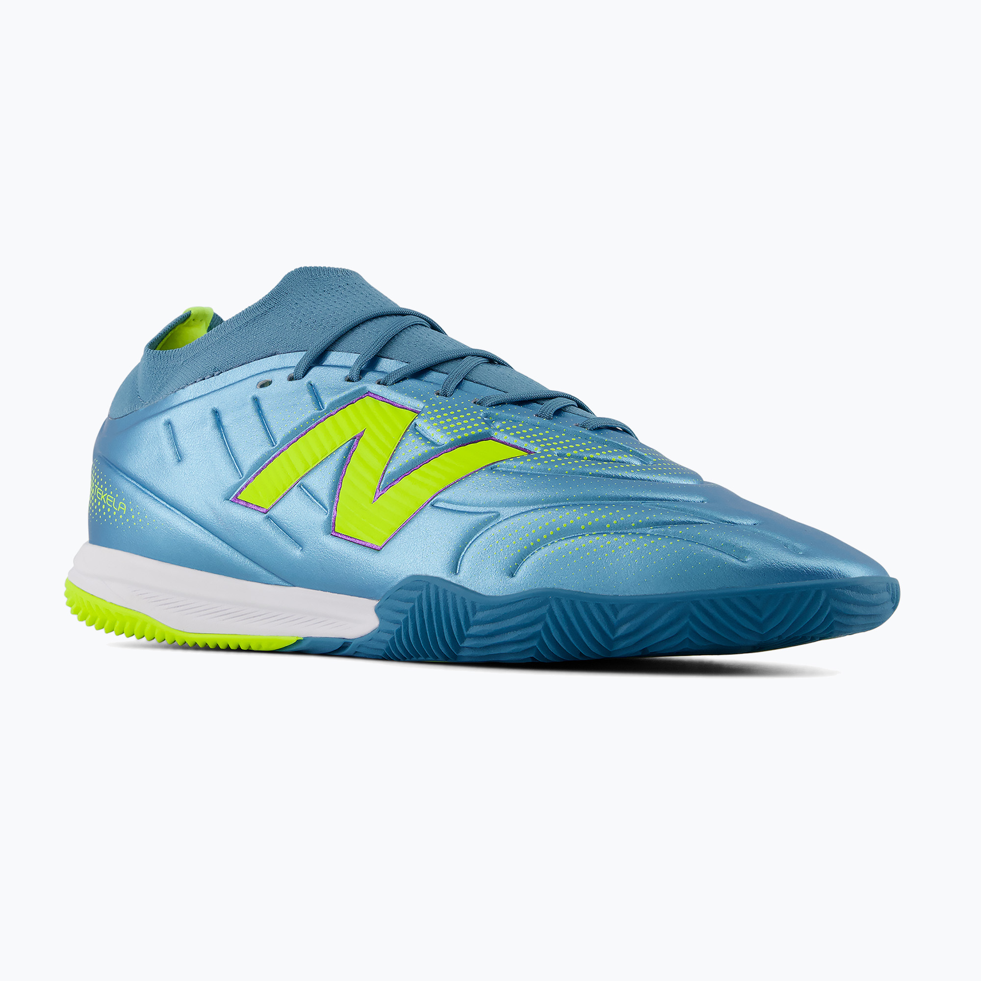 Футболни обувки New Balance Tekela Team Low V5 IN metallic blue/alkaline green/team navy