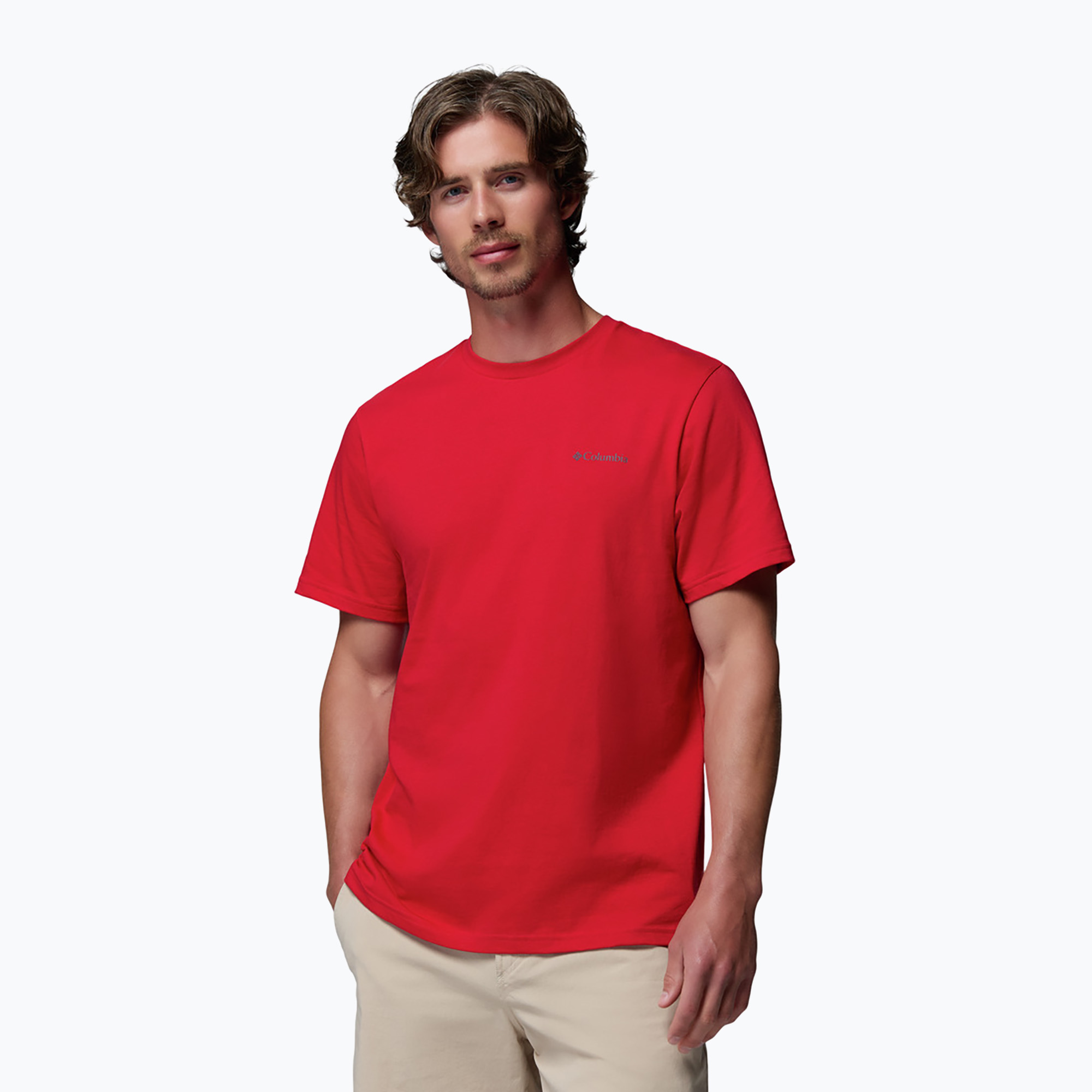 Мъжка тениска Columbia CSC Basic Logo Back Tee mountain red/linework c badge