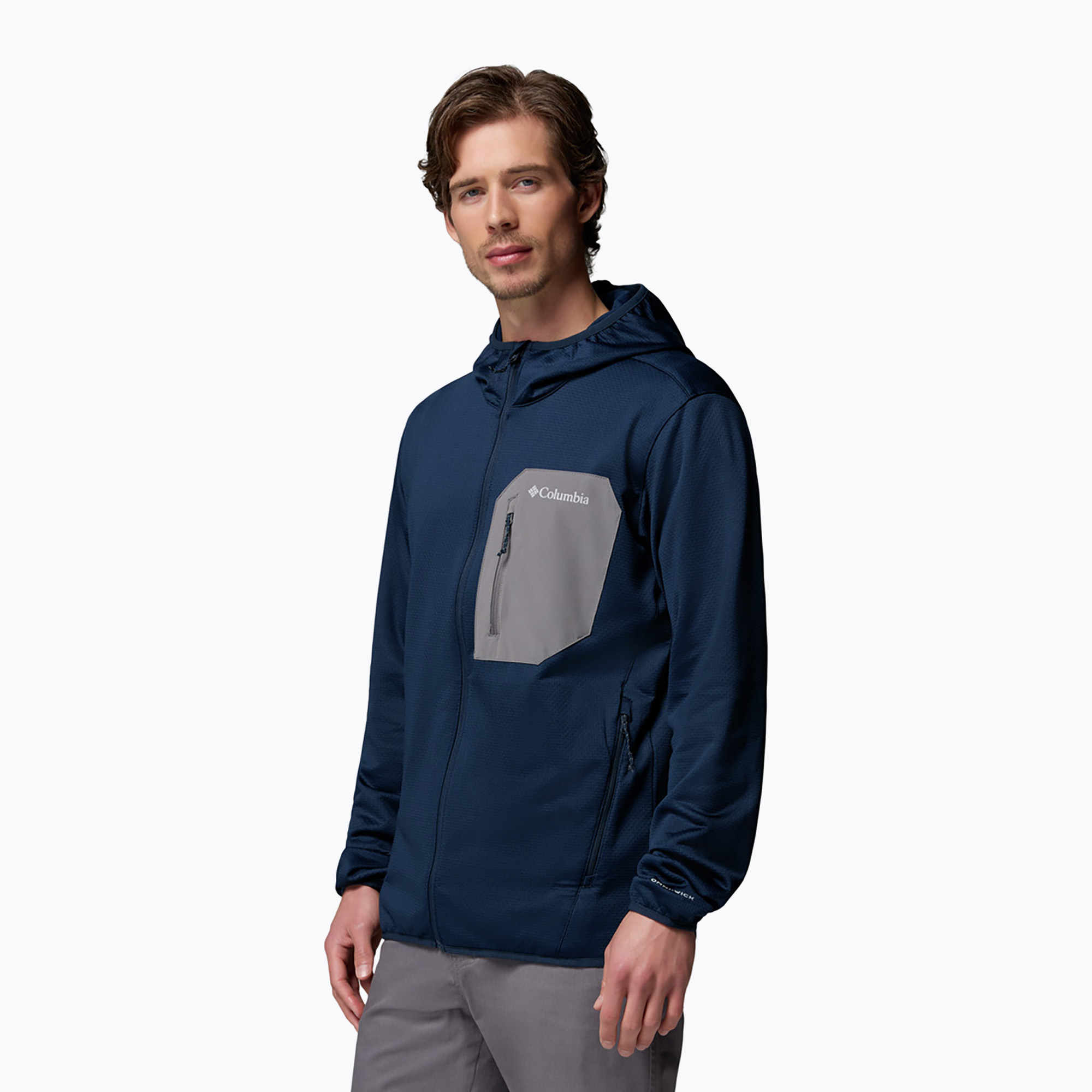 Мъжки трекинг суитшърт Columbia Tall Heights Hdd Grid Fleece Full Zip collegiate navy/city grey