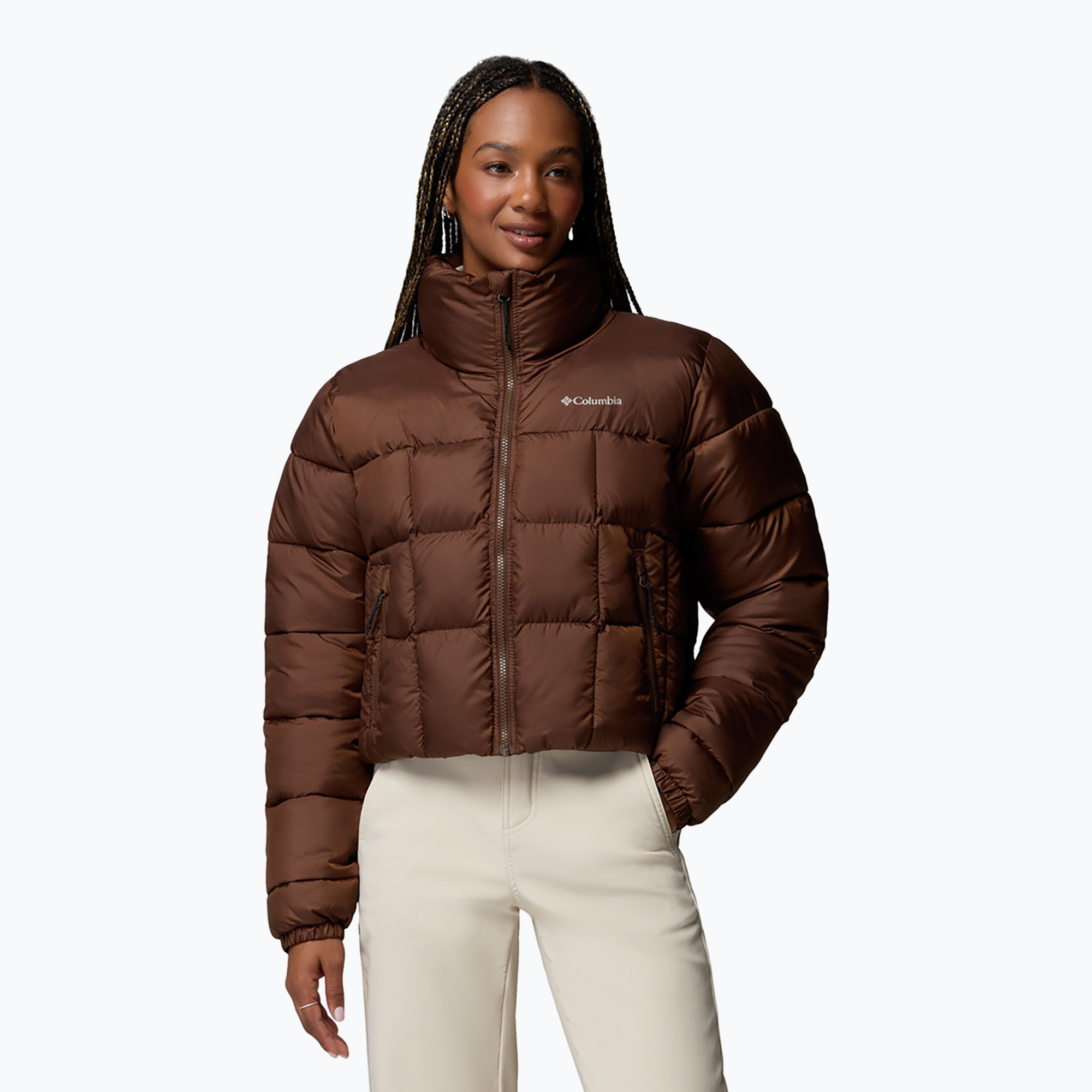Дамско ватирано яке Columbia Puffect III Cropped tobacco