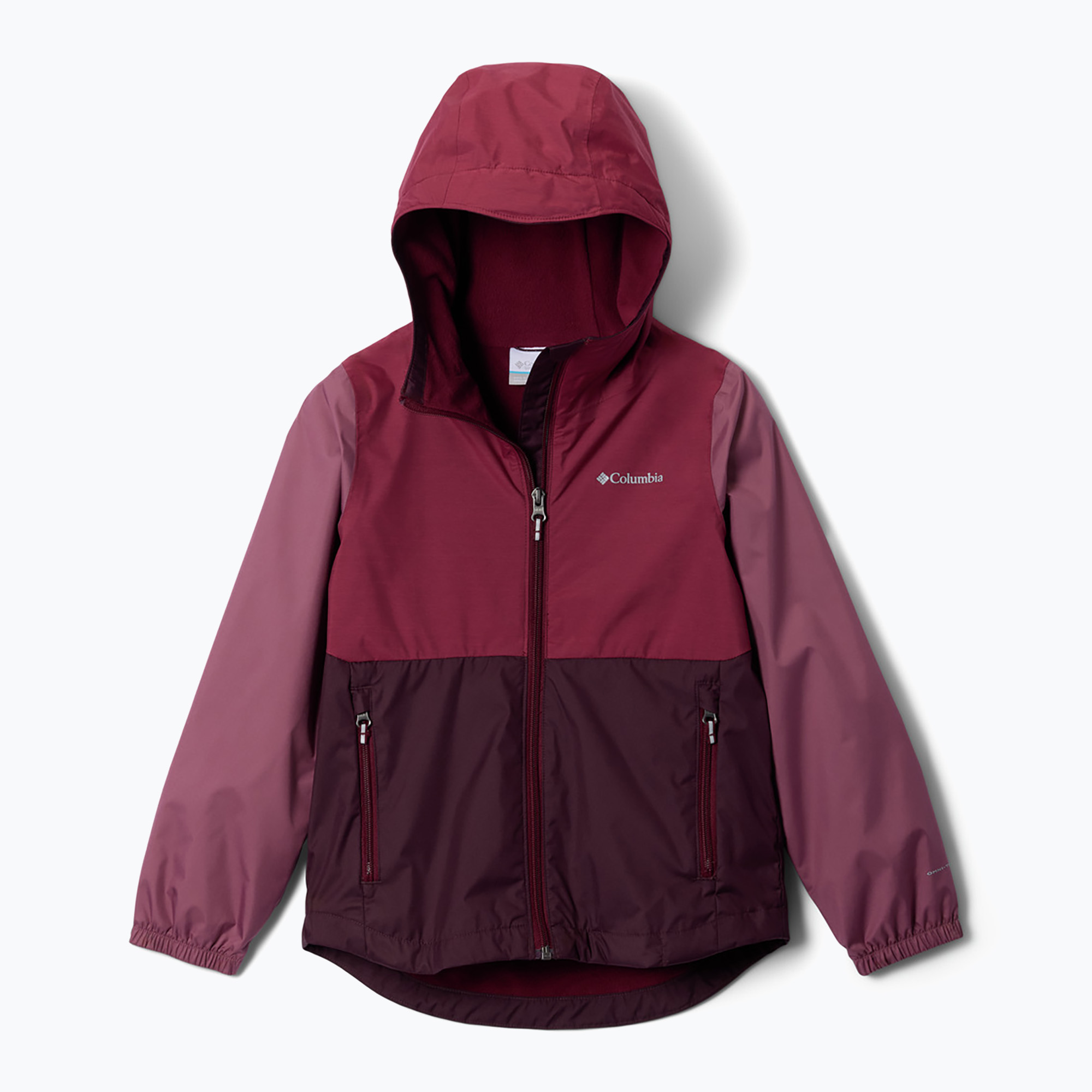 Geacă de ploaie pentru copii Columbia Rainy Trails III Fleece Lined moonvista/rich wine/antique mauve