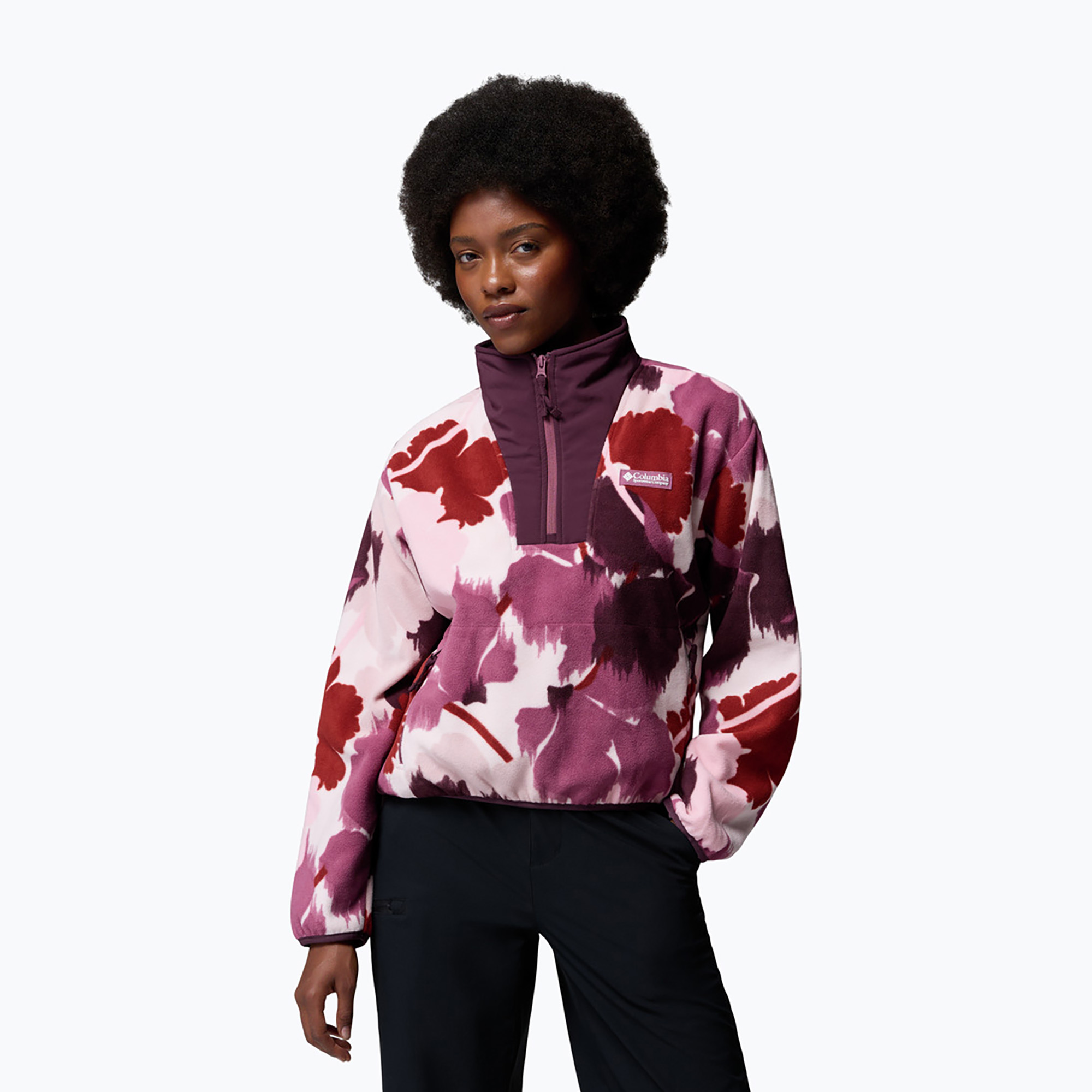 Bluză fleece pentru femei Columbia Sequoia Grove II Printed Half Zip antique mauve ikatbloom
