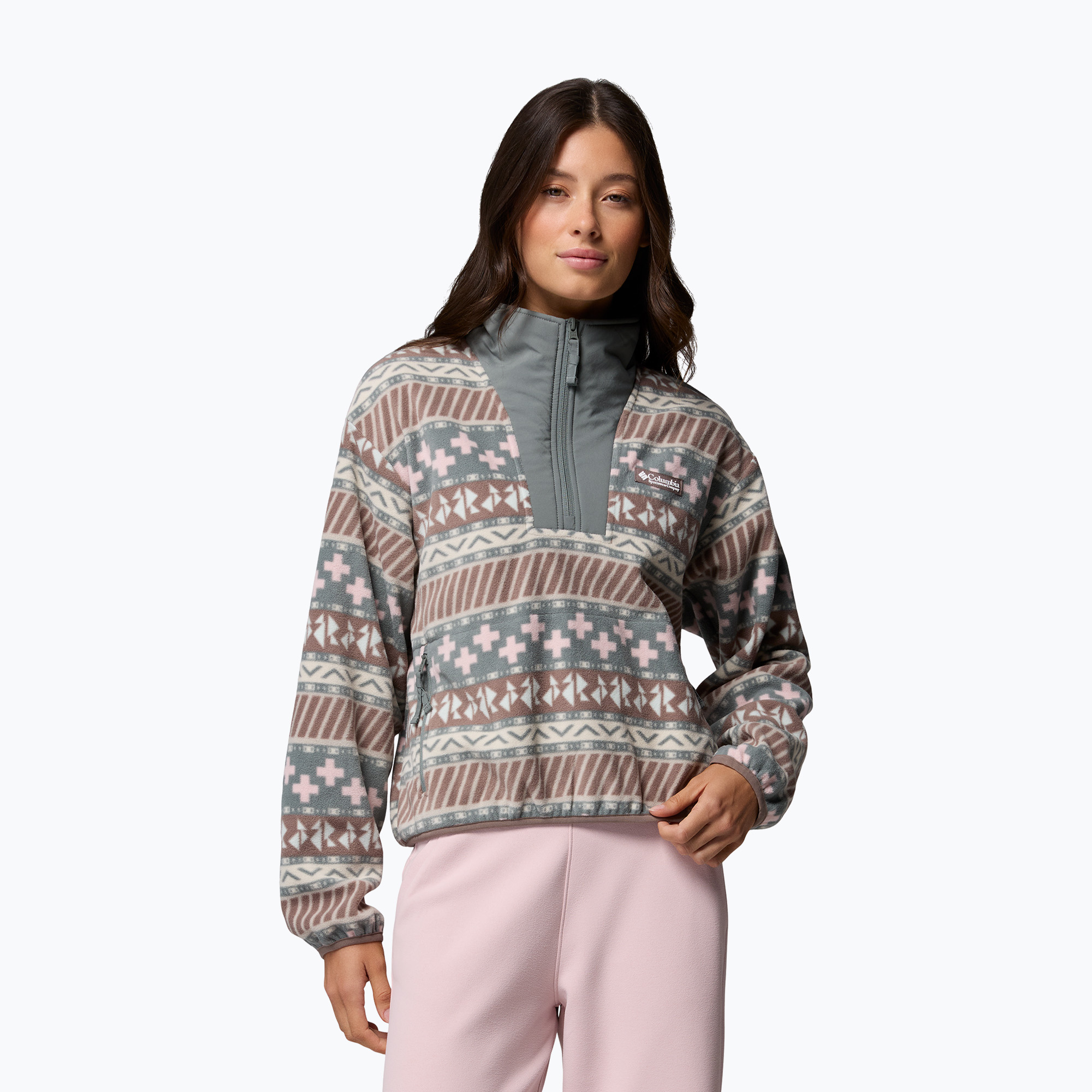 Дамски поларен суитшърт Columbia Sequoia Grove II Printed Half Zip Iron Wizard Island
