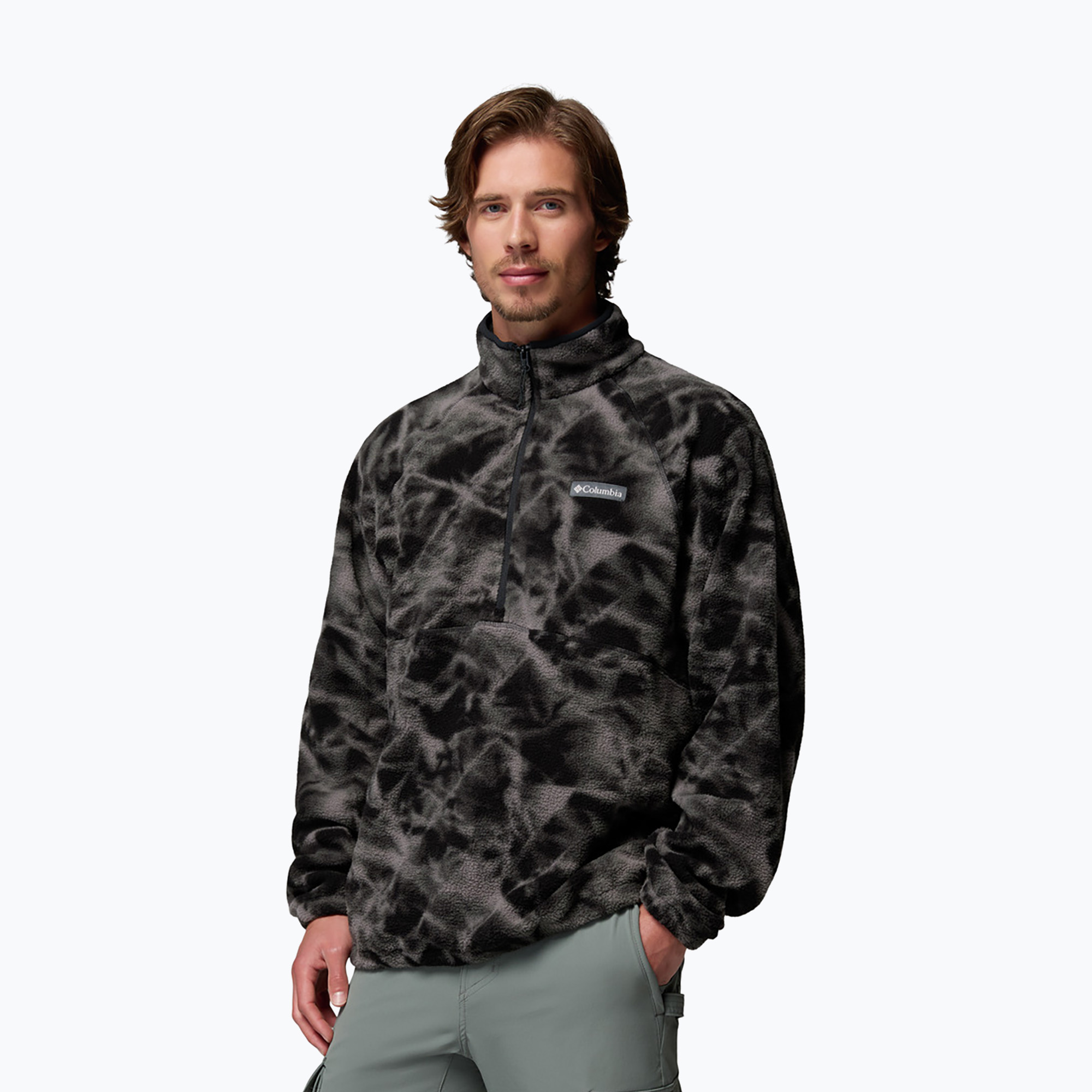 Bluză fleece pentru bărbați Columbia Timber Crest MTR Fleece Printed HZ black/icypeaks