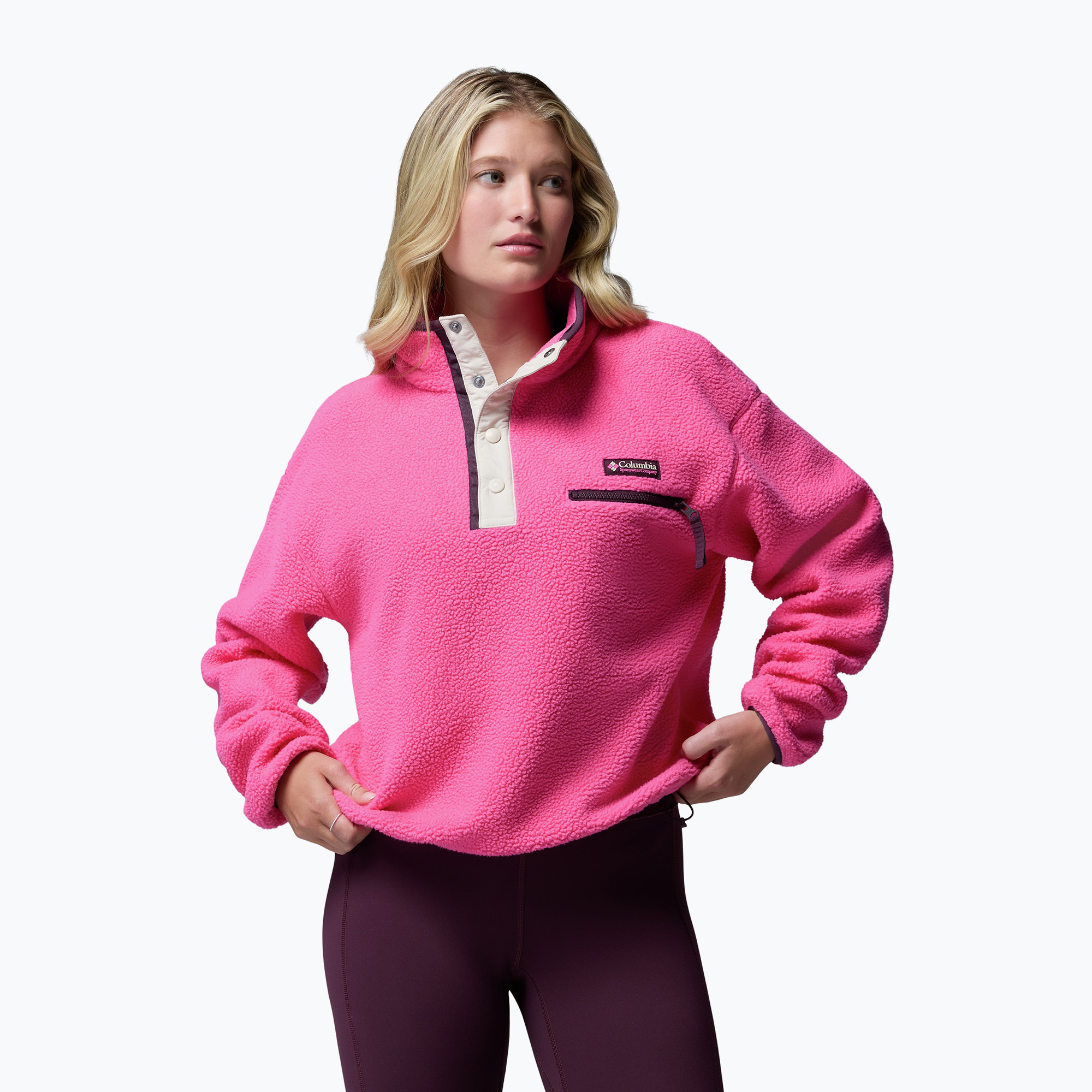 Bluză fleece pentru femei Columbia Helvetia II Cropped Half Snap Fleece nico/dark stone
