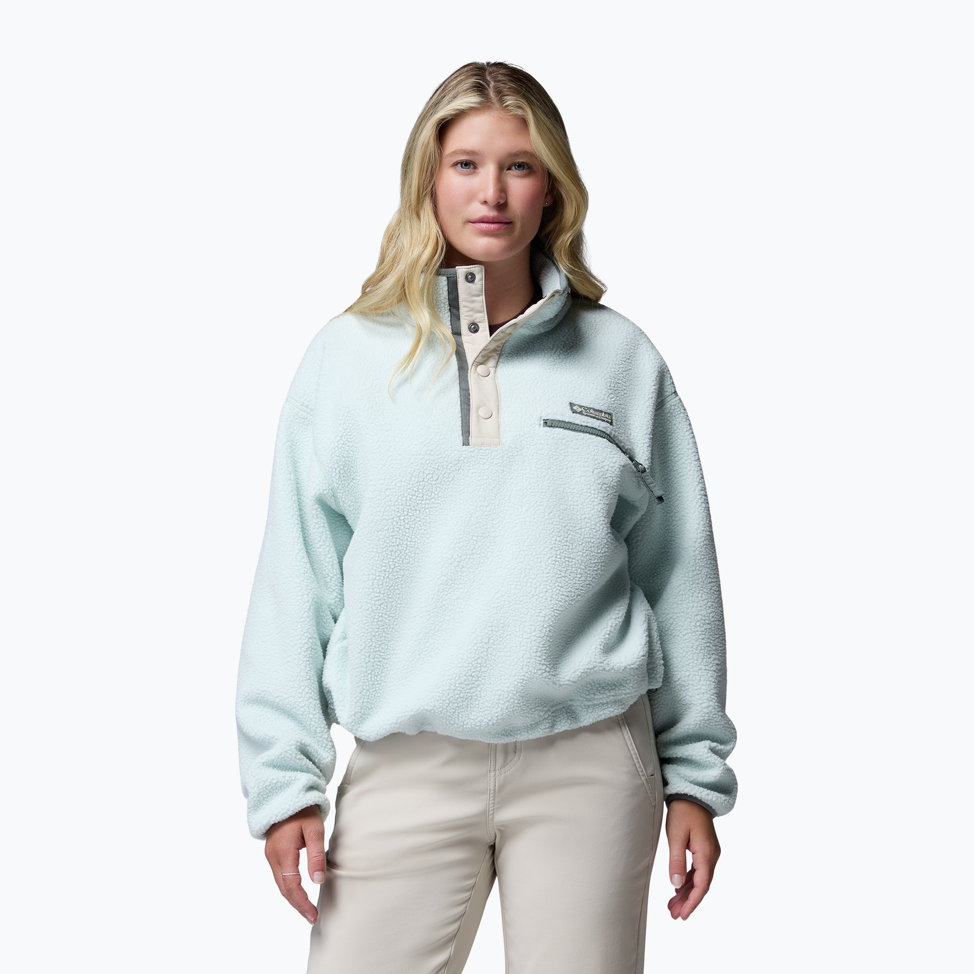Bluză fleece pentru femei Columbia Helvetia II Cropped Half Snap Fleece tea light/dark stone