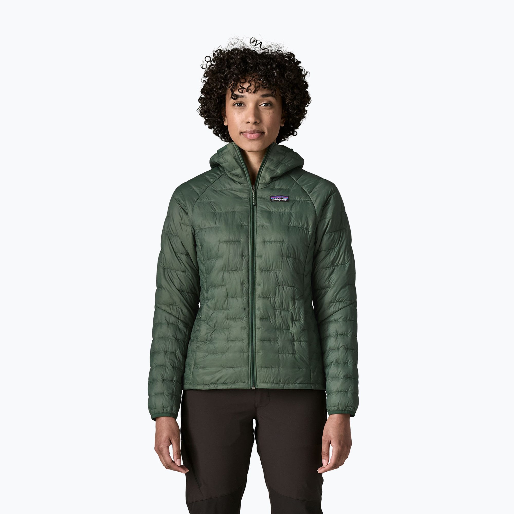 Geacă izolată pentru femei Patagonia Micro Puff Hoody canopy green