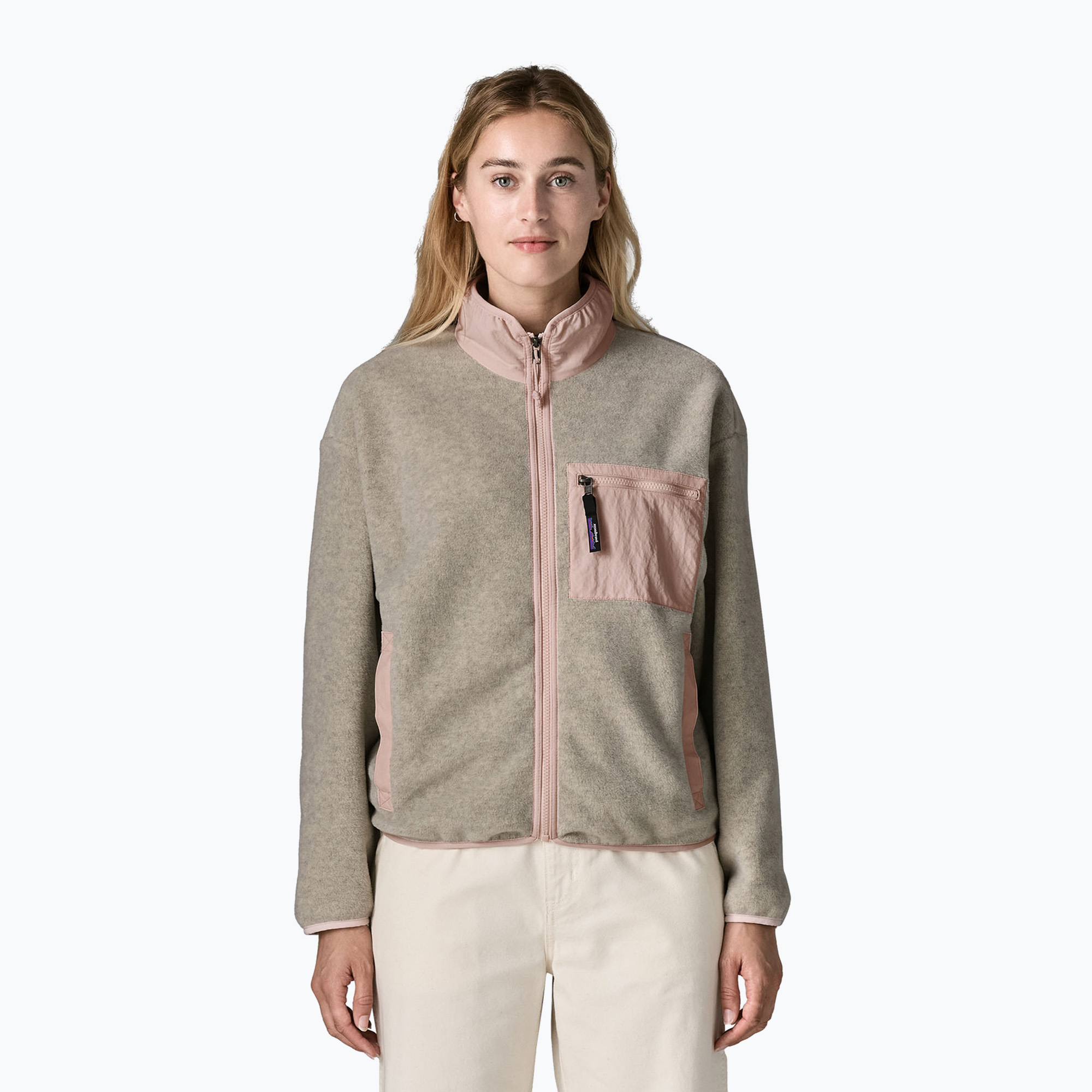 Дамски поларен суитшърт Patagonia Synchilla oatmeal heather w/pink frost