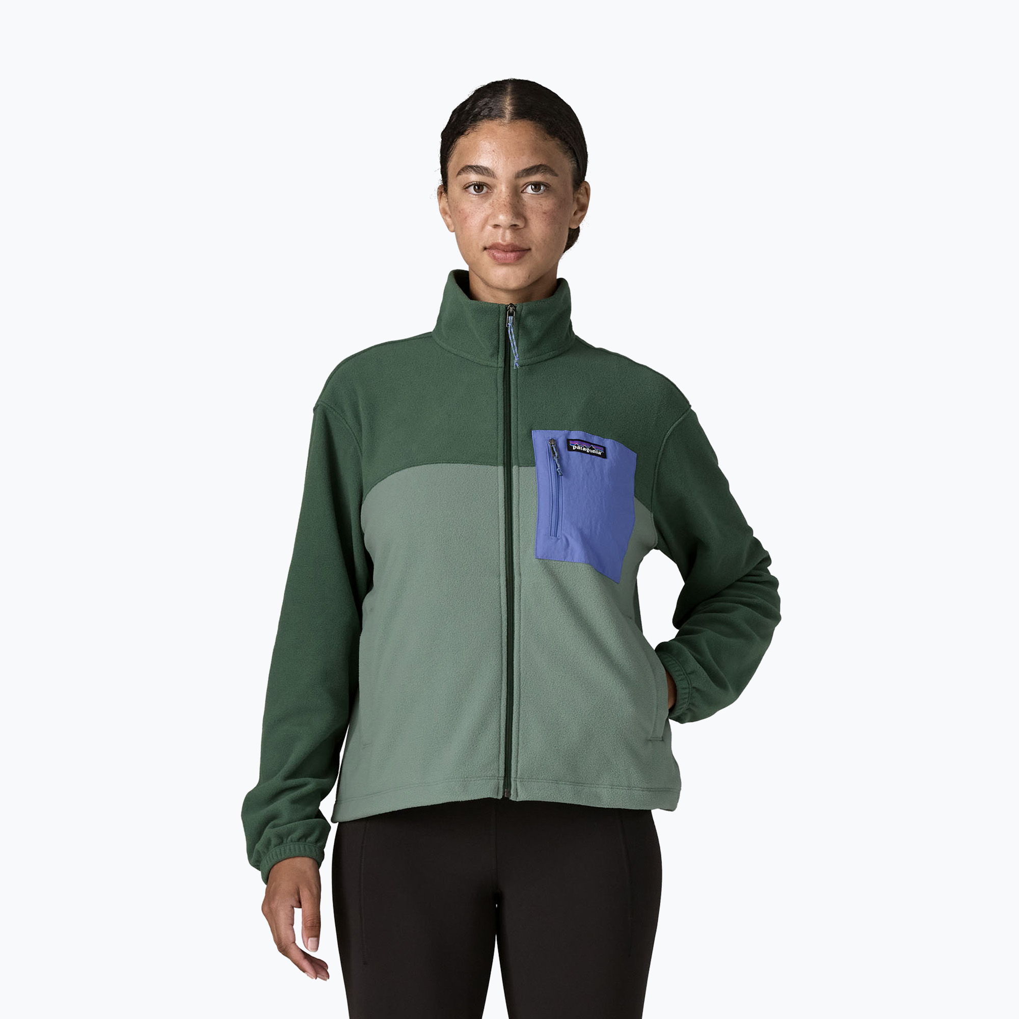 Bluză fleece pentru femei Patagonia Micro D Patch Pocket cover green