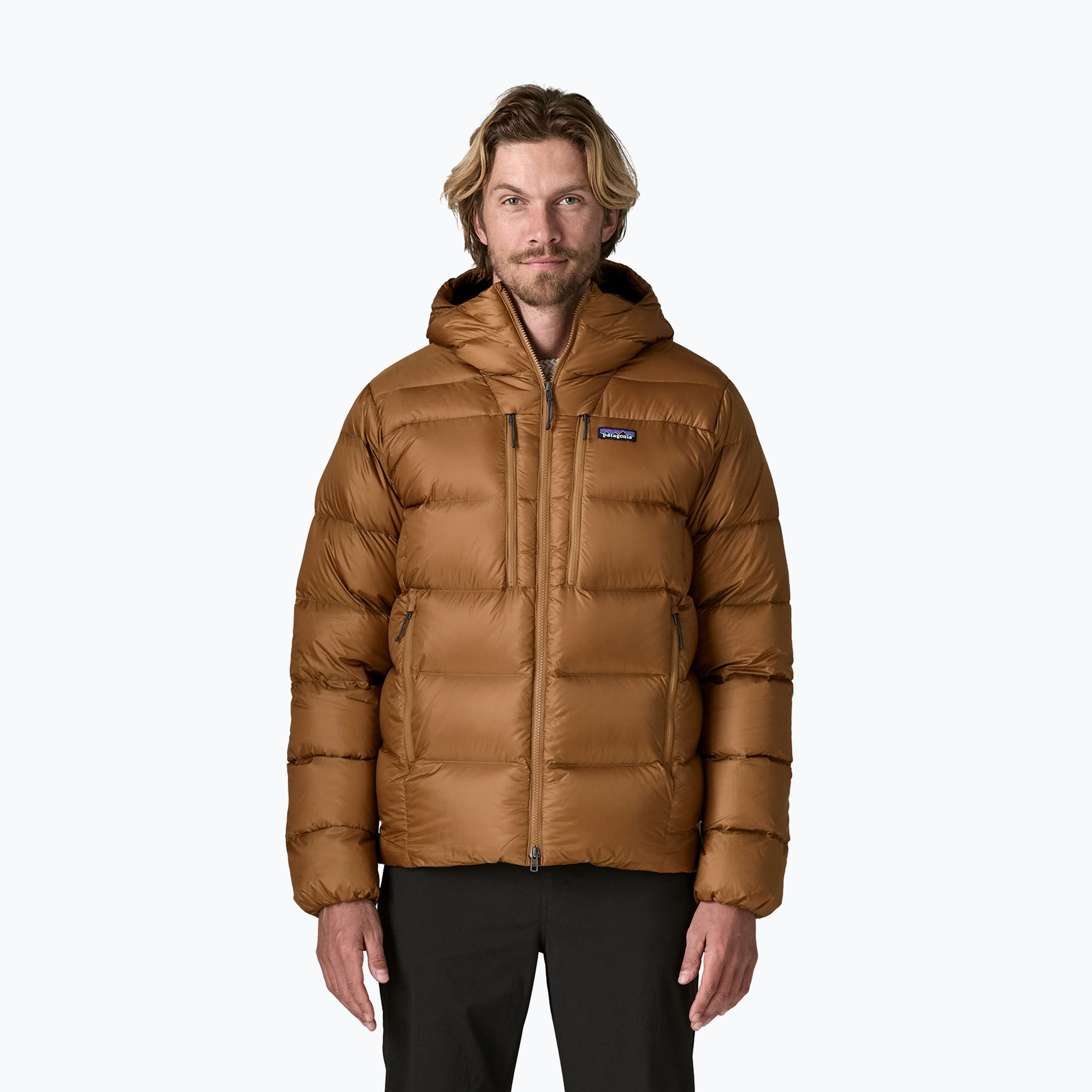 Geacă cu puf pentru bărbați Patagonia Fitz Roy Down Hoody deer brown