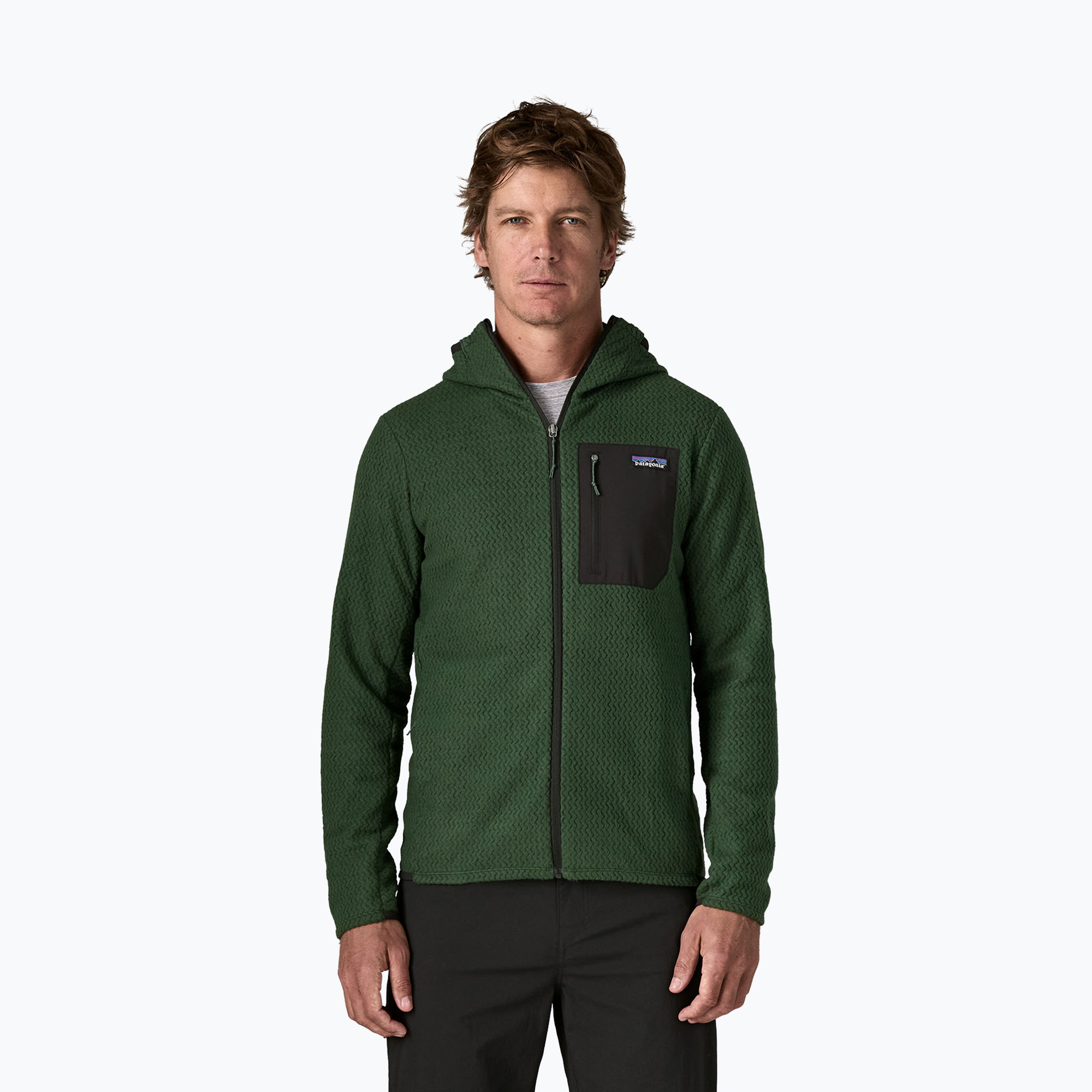 Bluză de trekking pentru bărbați Patagonia R1 Air Full-Zip Hoody treeline green