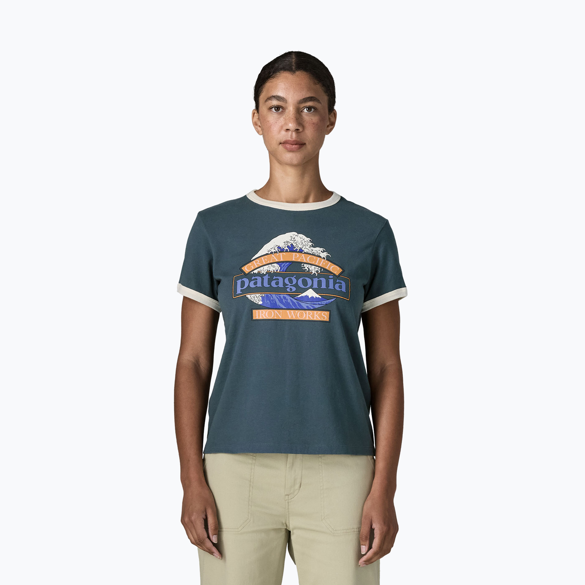 Tricou pentru femei Patagonia Great Waves Ringer Tee summit blue