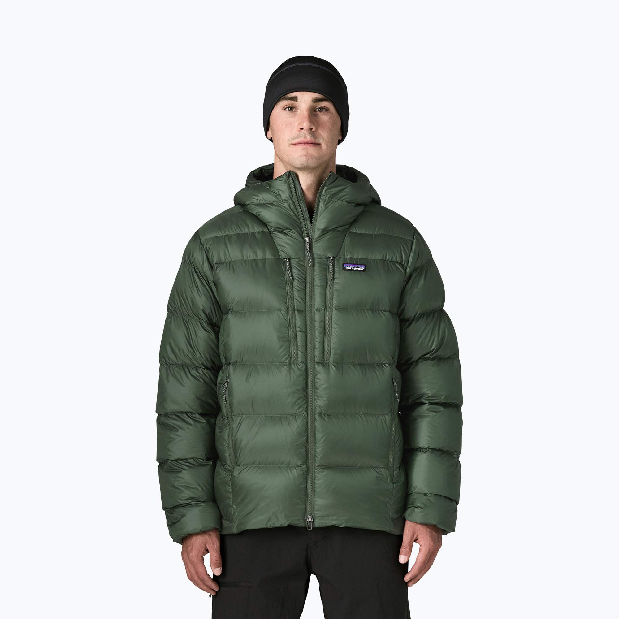 Geacă cu puf pentru bărbați Patagonia Fitz Roy Down Hoody canopy green