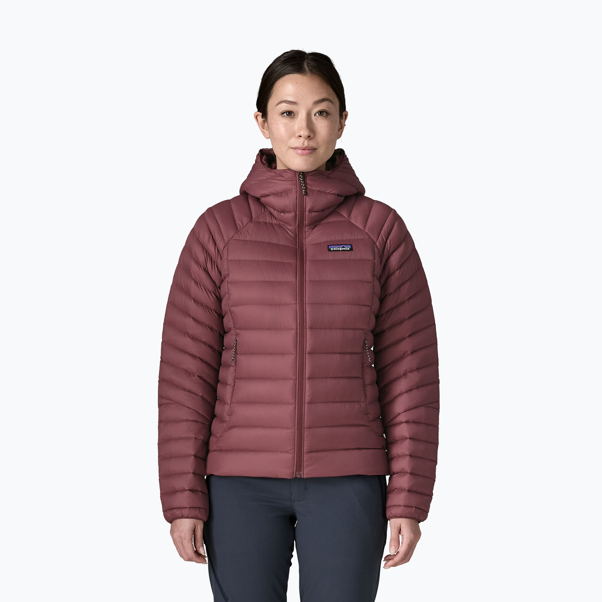 Geacă cu puf pentru femei Patagonia Down Sweater Hoody dark ruby