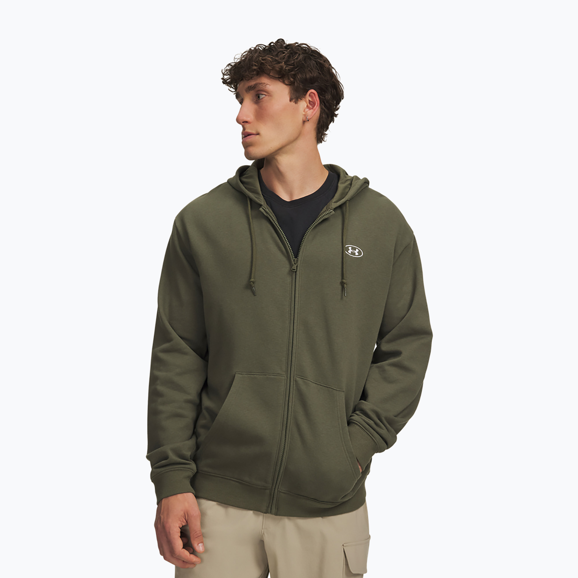 Мъжки суитшърт Under Armour Rival Fleece Full Zip marine od green/white