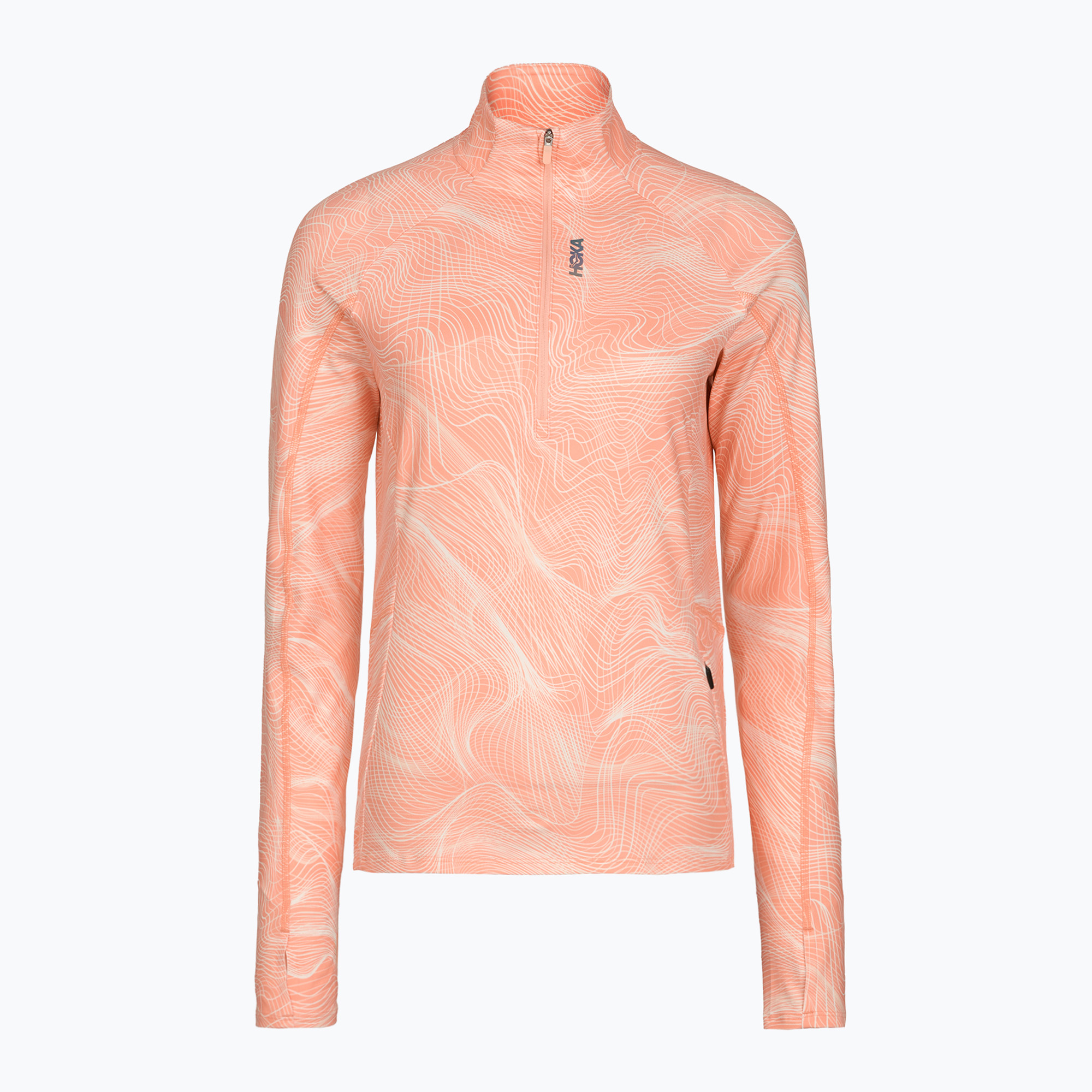 Дамски суитшърт за бягане HOKA Skyform Half Zip CLF PRT sunstone print