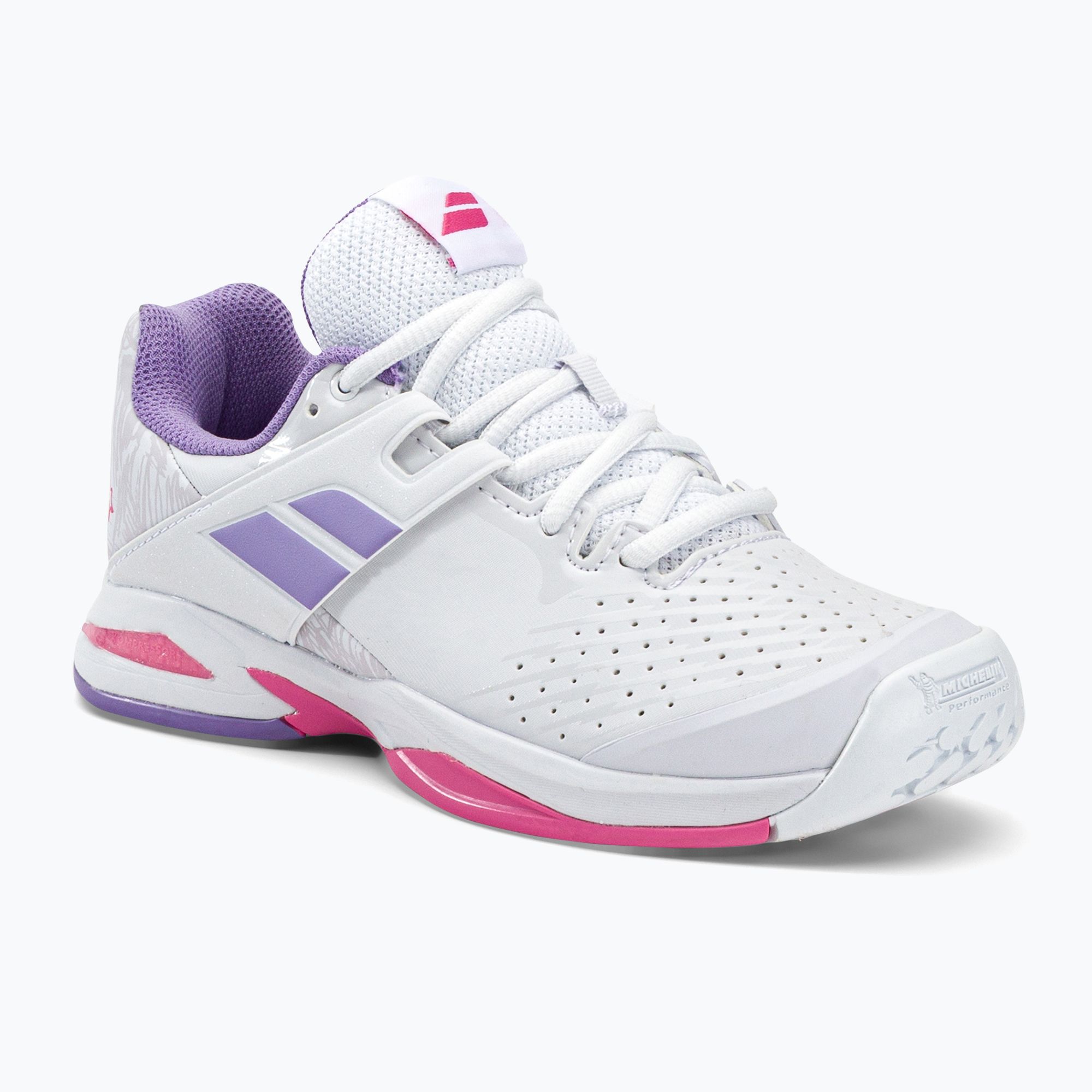 Buty do tenisa dziecięce Babolat Propulse All Court white/lavender 32S23884 