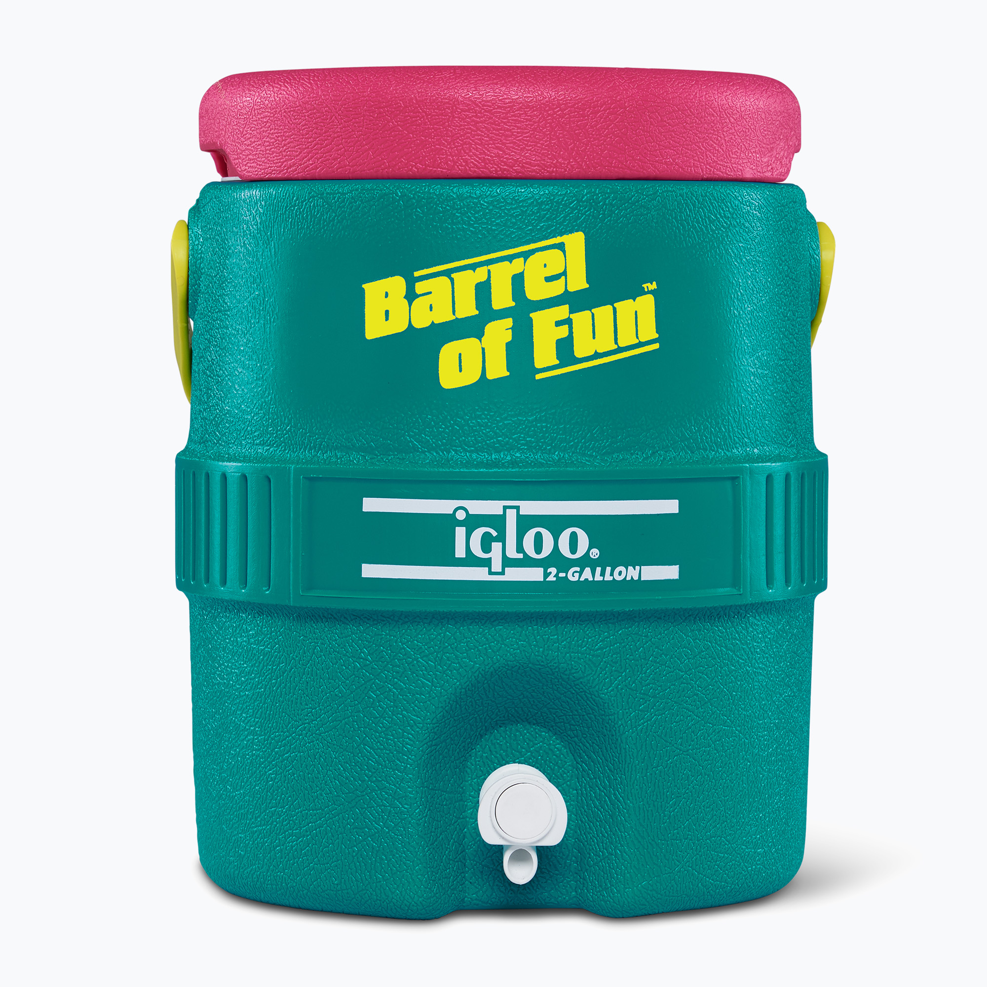 Резервоар за вода Igloo Retro Barrel Of Fun 2 Gallon 7,6 литра тъмен нефрит/синьо пурпурно/живописно жълто