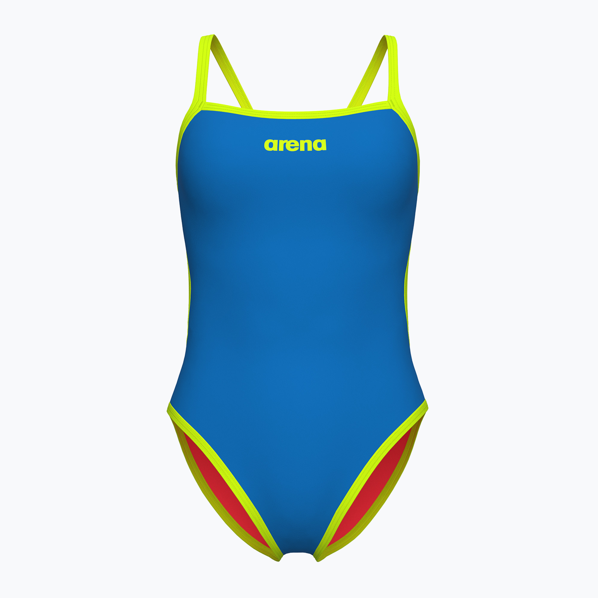 Дамски бански от една част arena Solid Rev Challenge Back blue river/bright coral/artic lime
