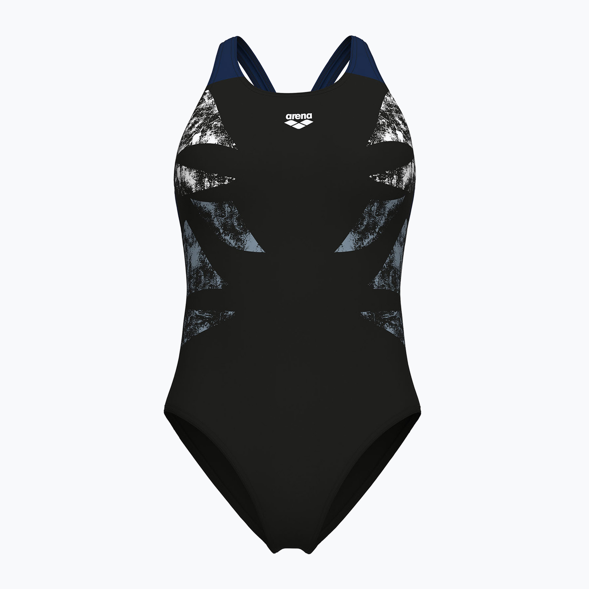 Дамски цял бански костюм Arena Graphic V Back black/navy