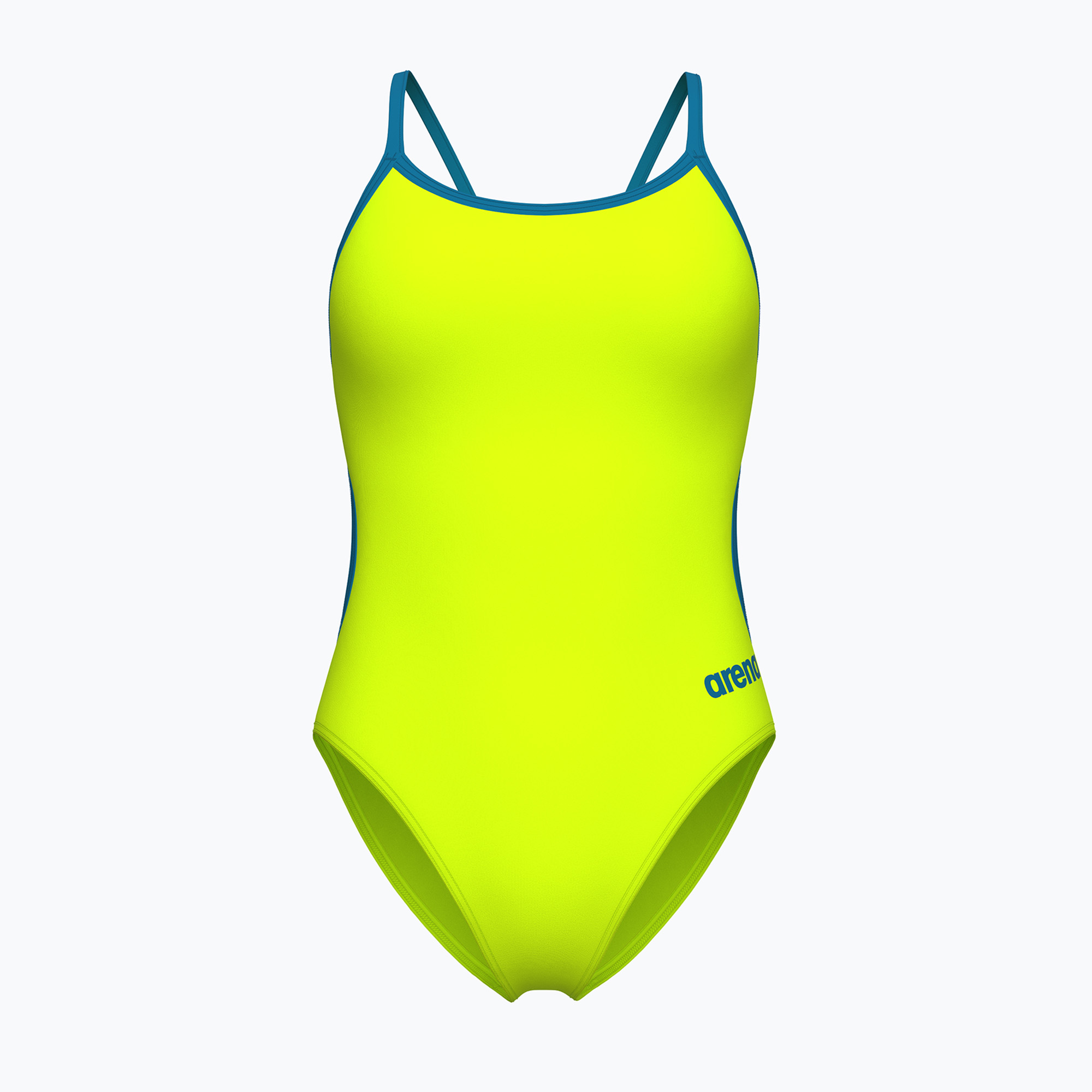Дамски цял костюм за плуване Arena Lace Back Solid artic lime/blue cosmo