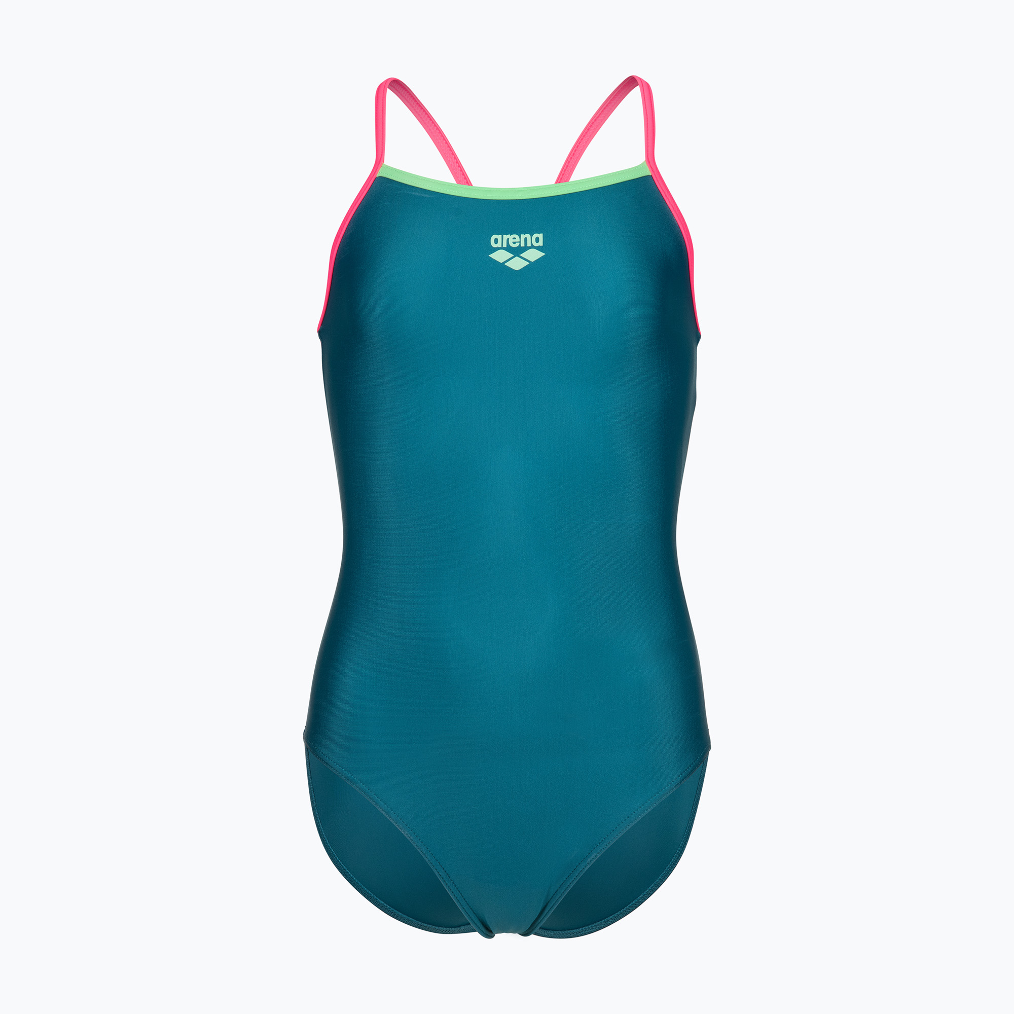 Детски цял бански костюм arena Light Drop Solid deep teel/shocking pink/verbena