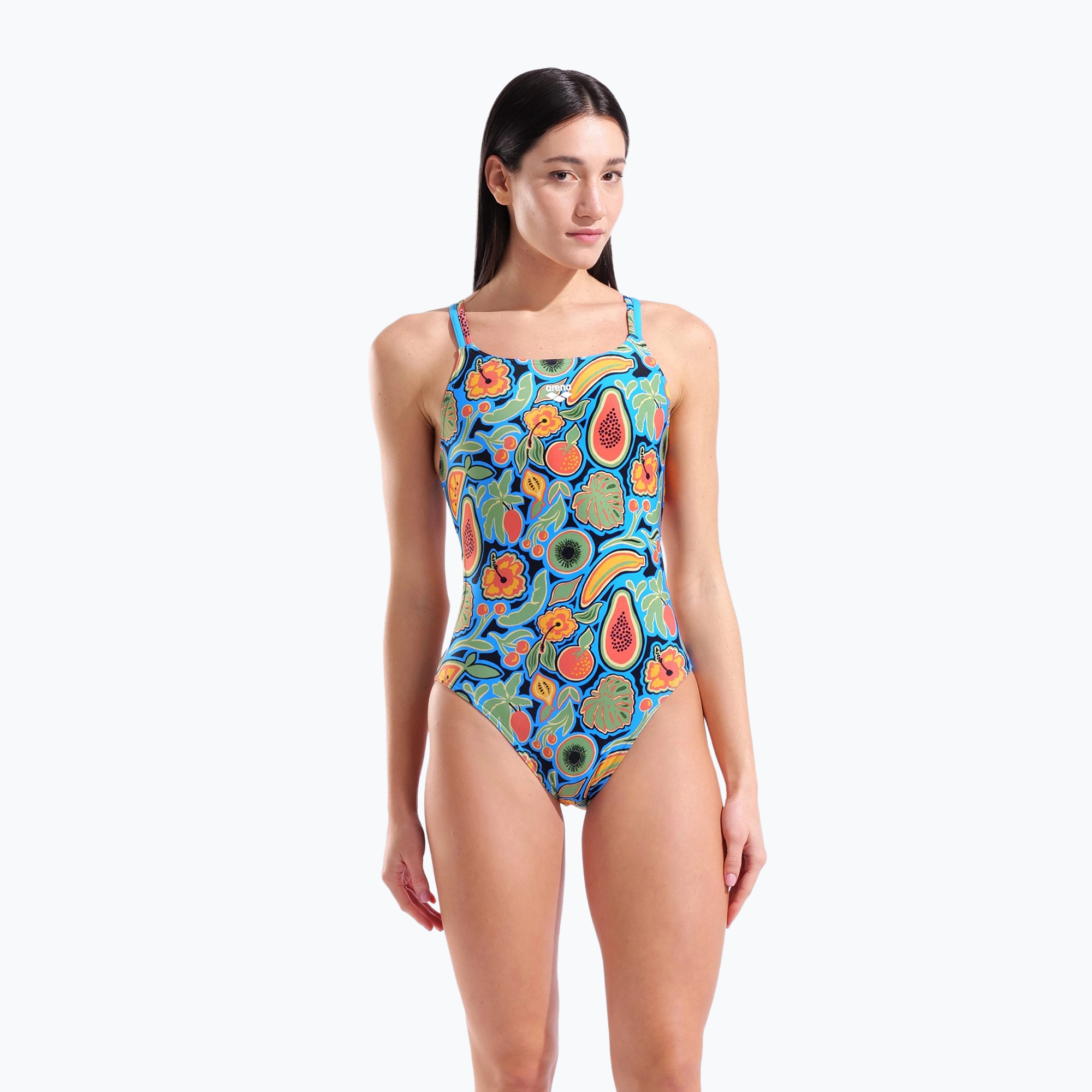 Дамски цял костюм за плуване arena Fruits Lace Plus Back multi/turquoise / multi
