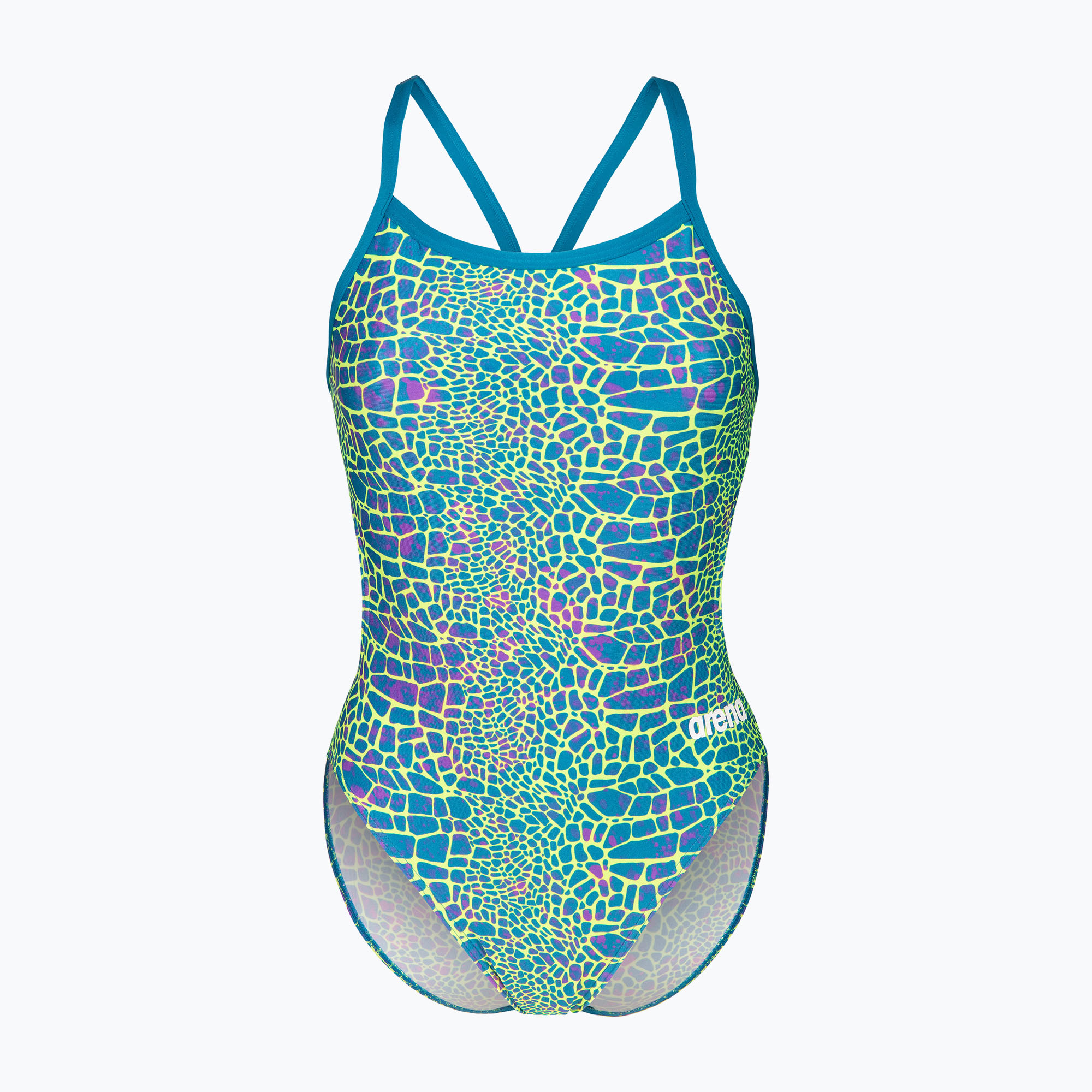 Дамски цял костюм за плуване arena Snake Skin Challenge blue cosmo multi/blue cosmo