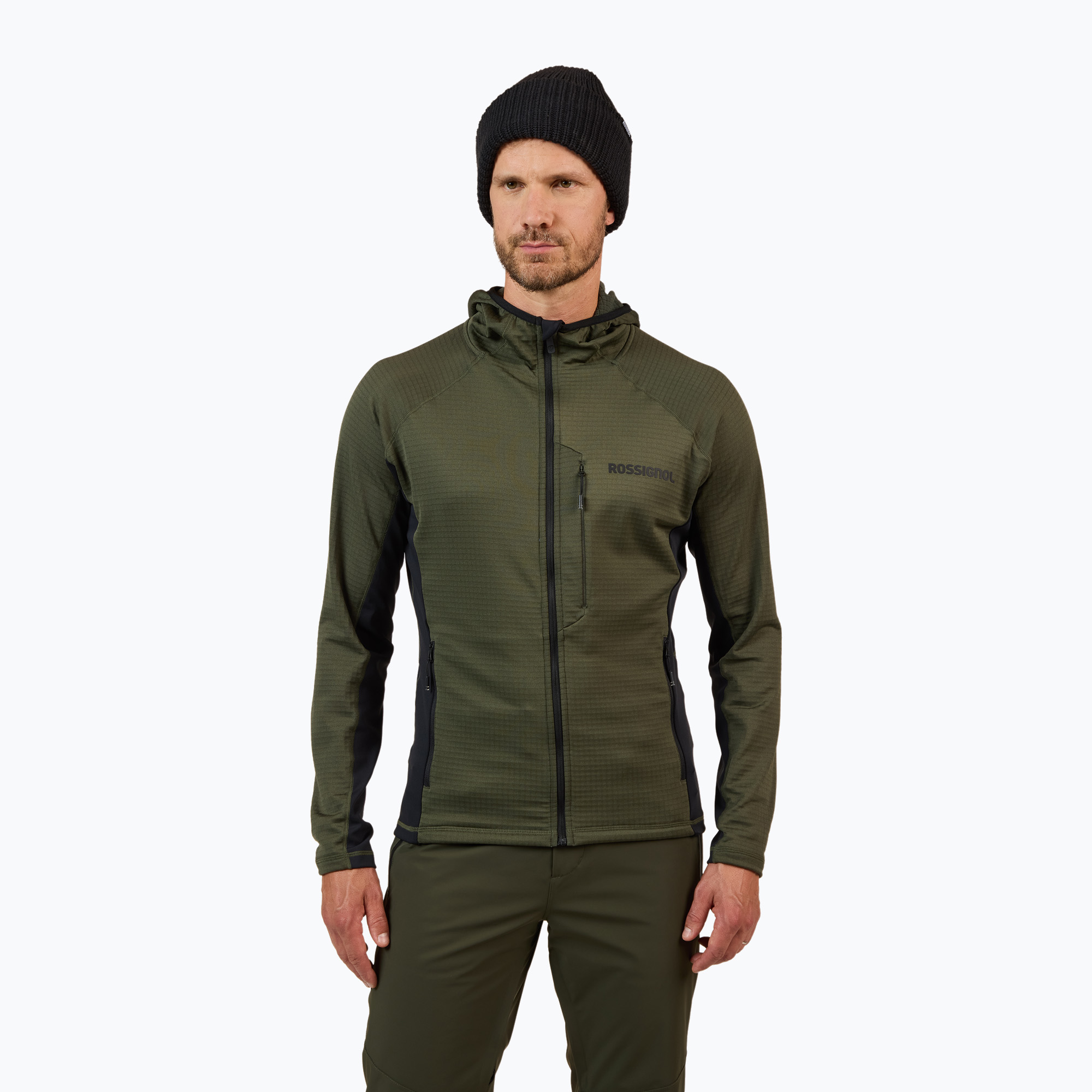 Мъжки суитшърт Rossignol Blackside Mix Full Zip Hoodie Fleece olive shadow
