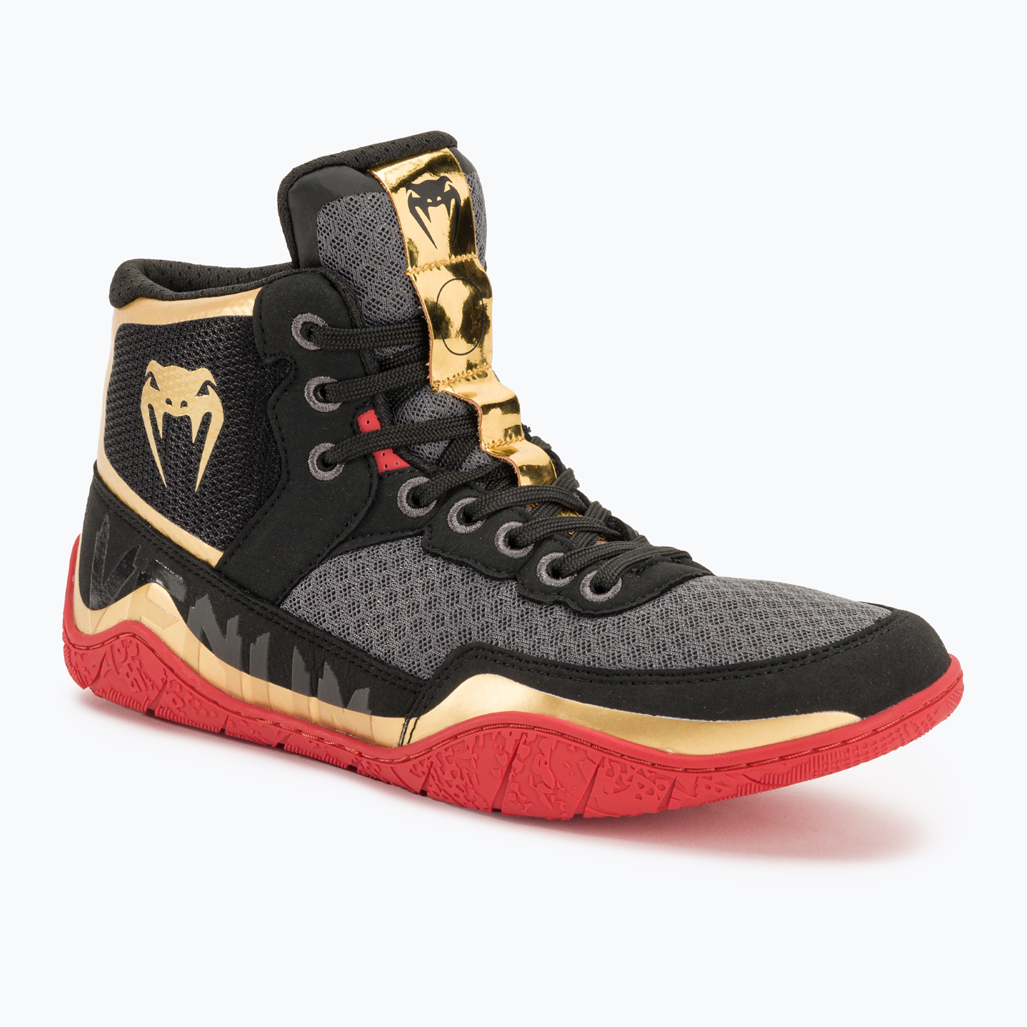 Buty bokserskie Venum Elite Wrestling black/gold/red 