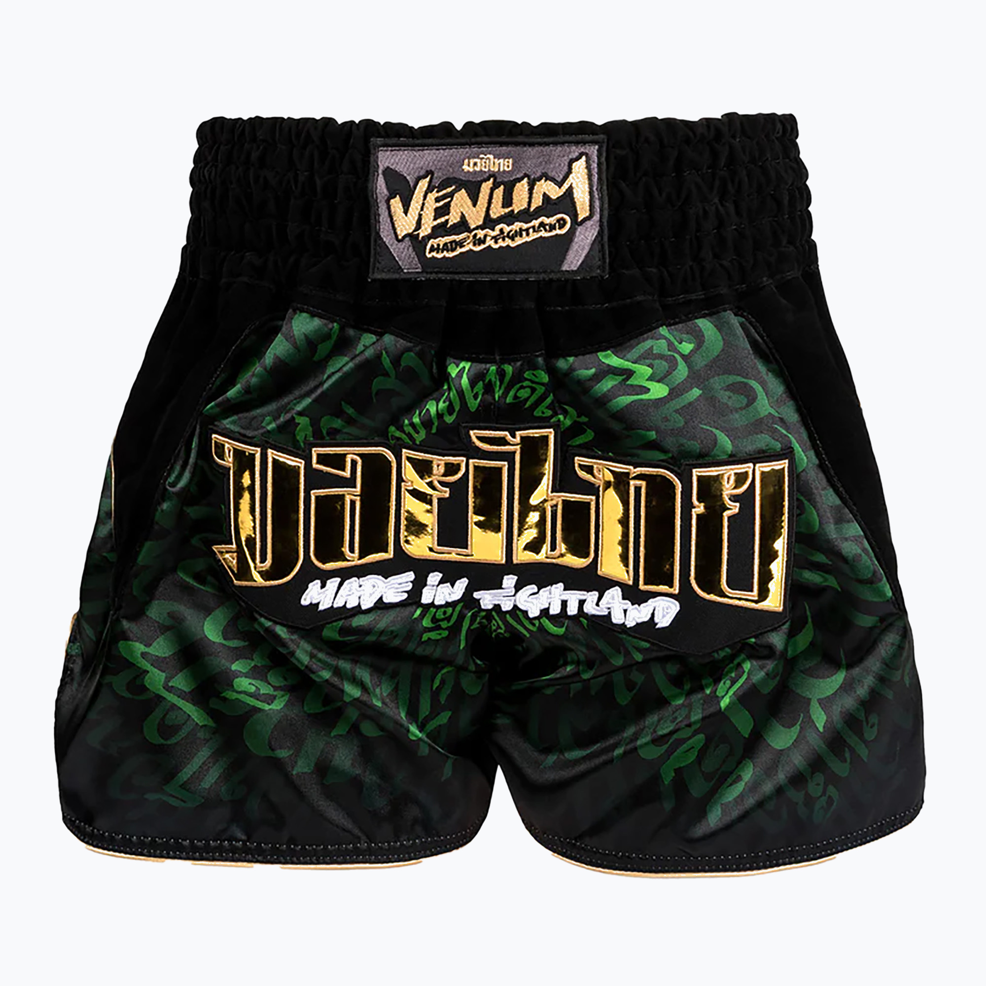 Spodenki treningowe Venum Attack Muay Thai black/green 