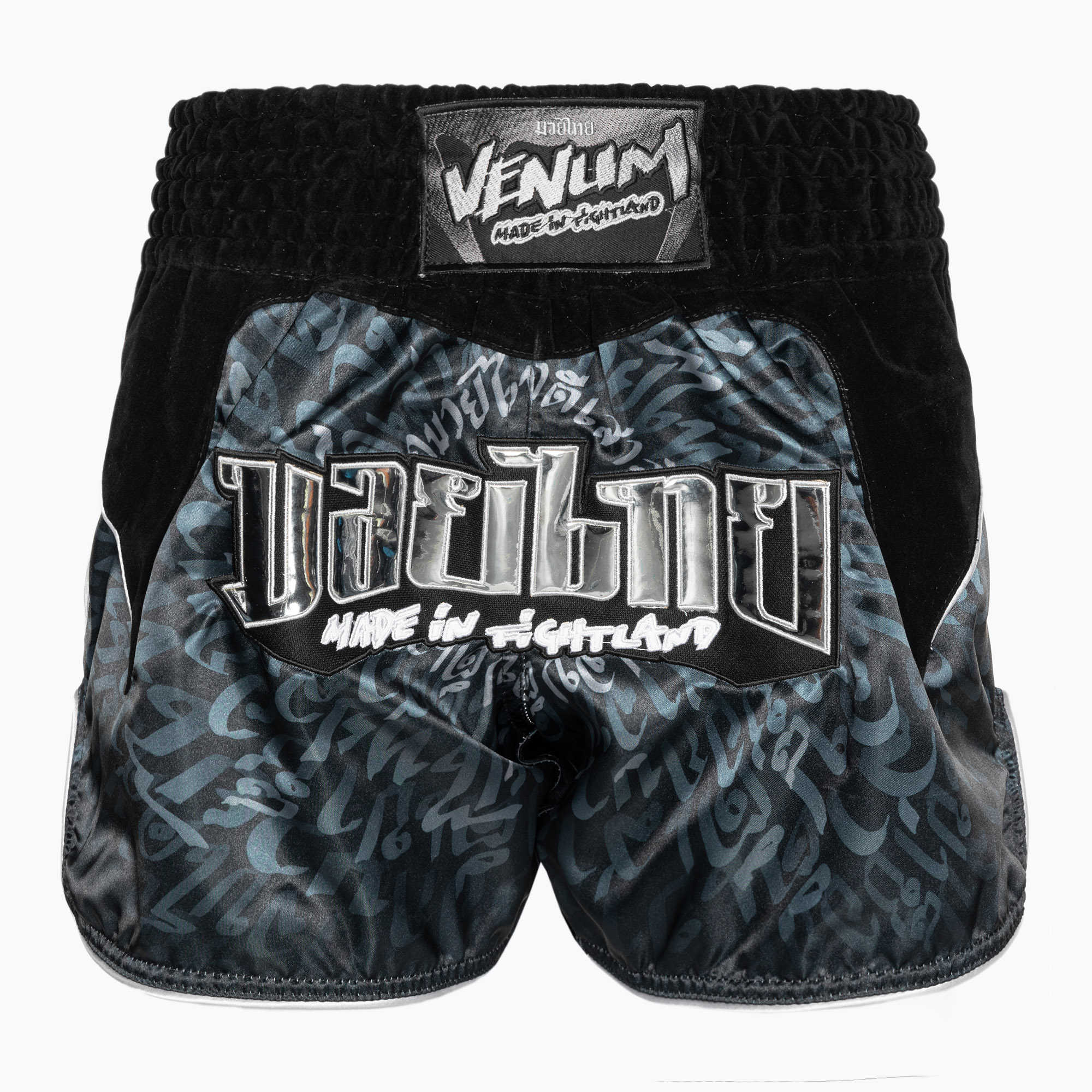 Spodenki treningowe Venum Attack Muay Thai black/silver 