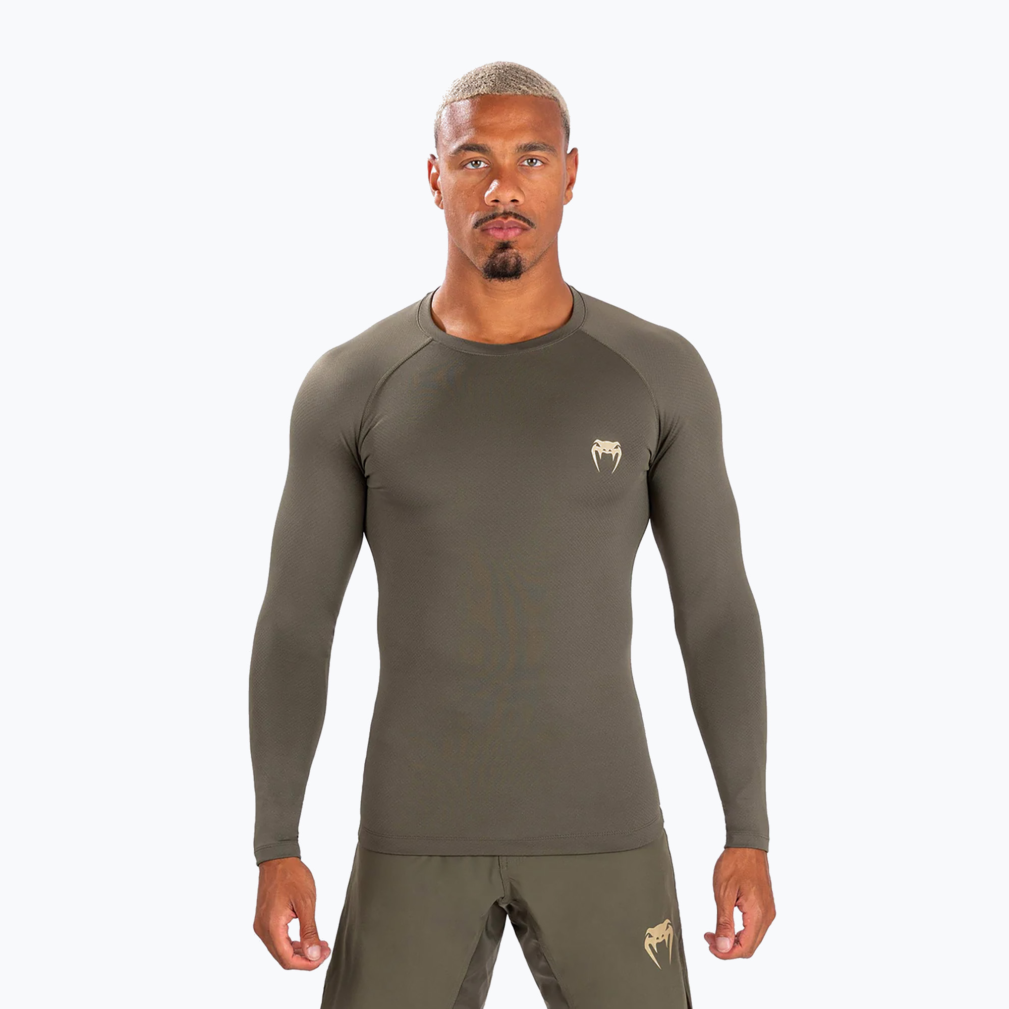 Rashguard Venum Contender a maniche lunghe da uomo, color kaki (S) (Contender Rashguard VENUM-05159-015)