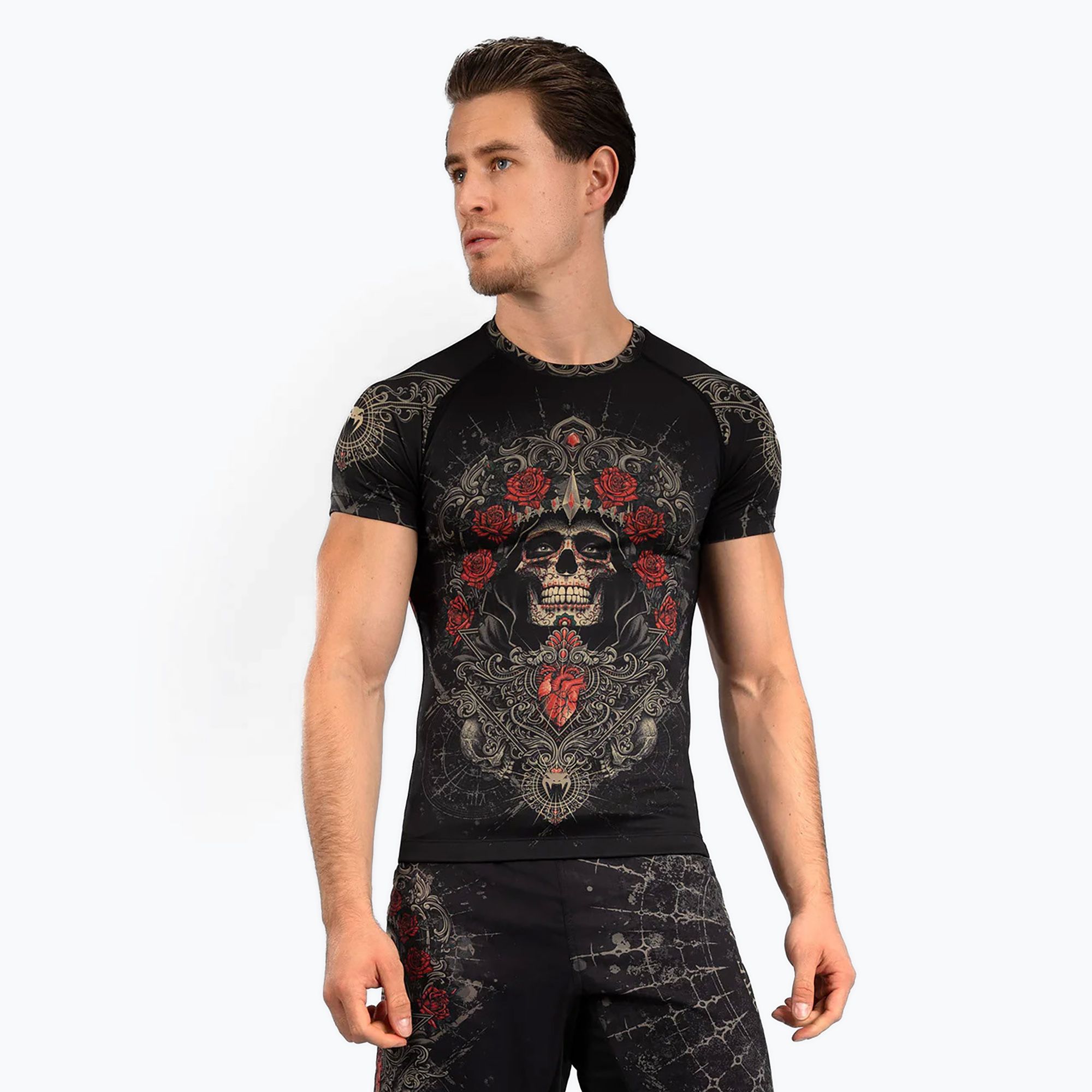 Venum Santa Muerte 5.0 Pánsky chránič s krátkym rukávom deep black/gold